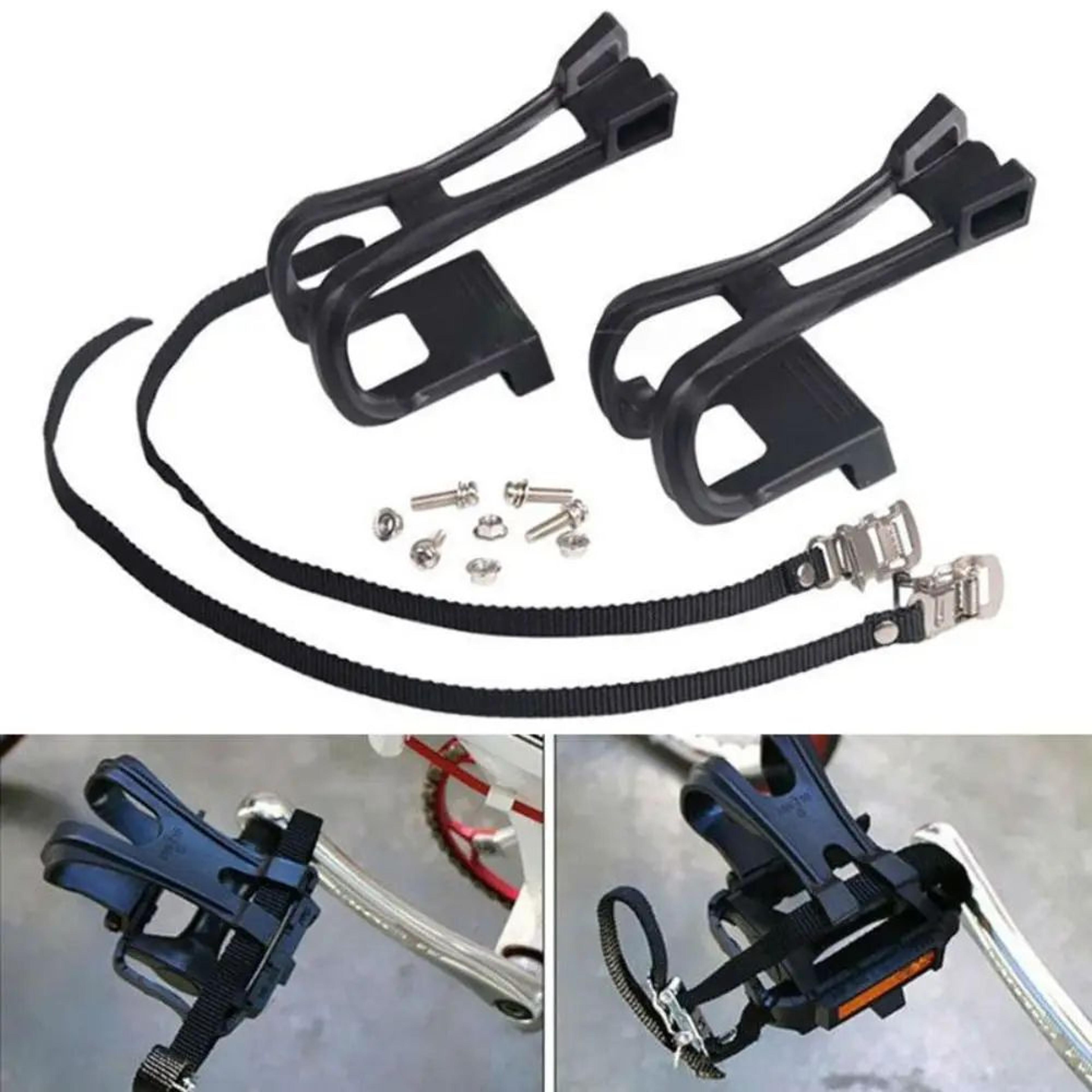 adjustable bicycle pedal toe clip strap set