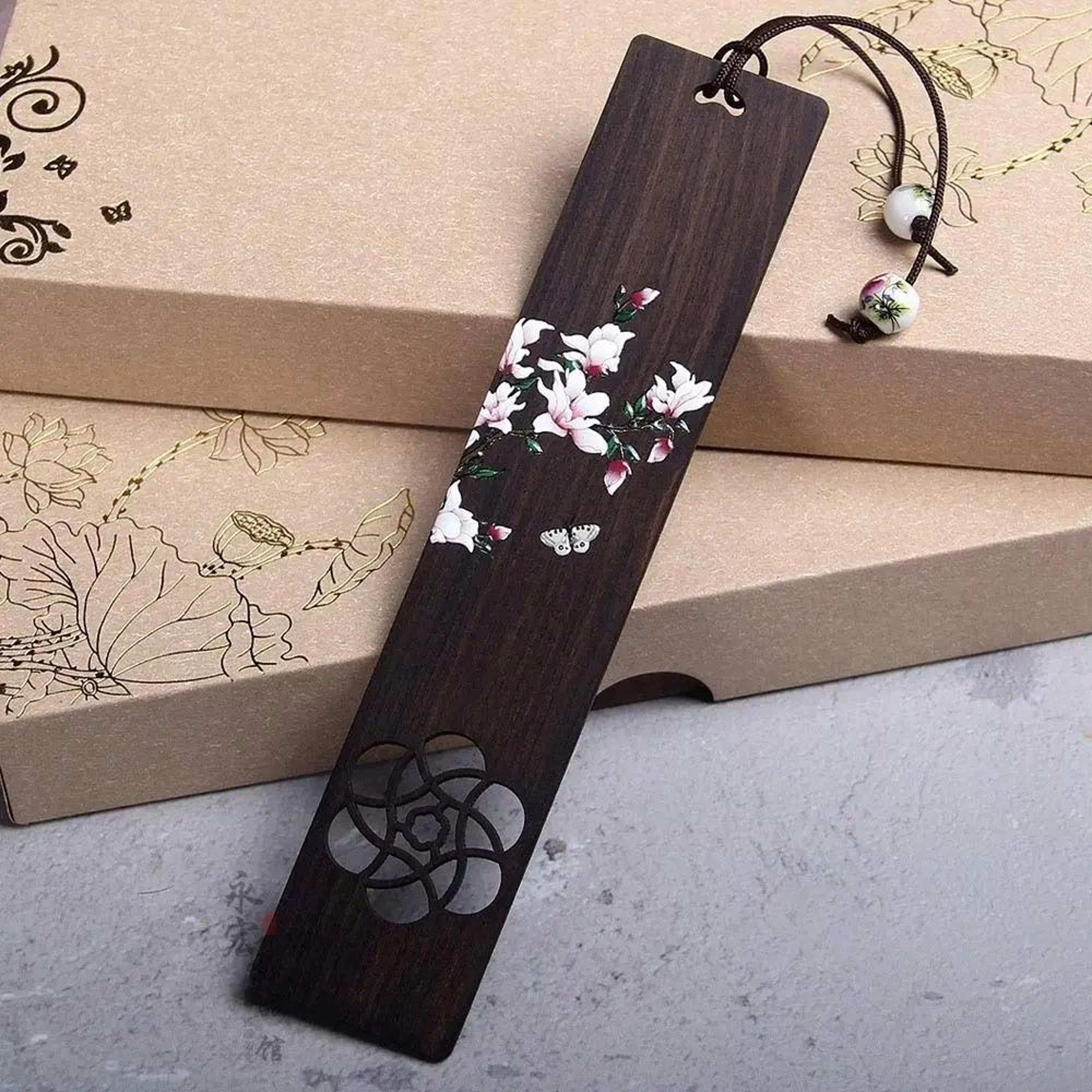 Chinese Carved Wooden Bookmark Ebony Book Clip 6