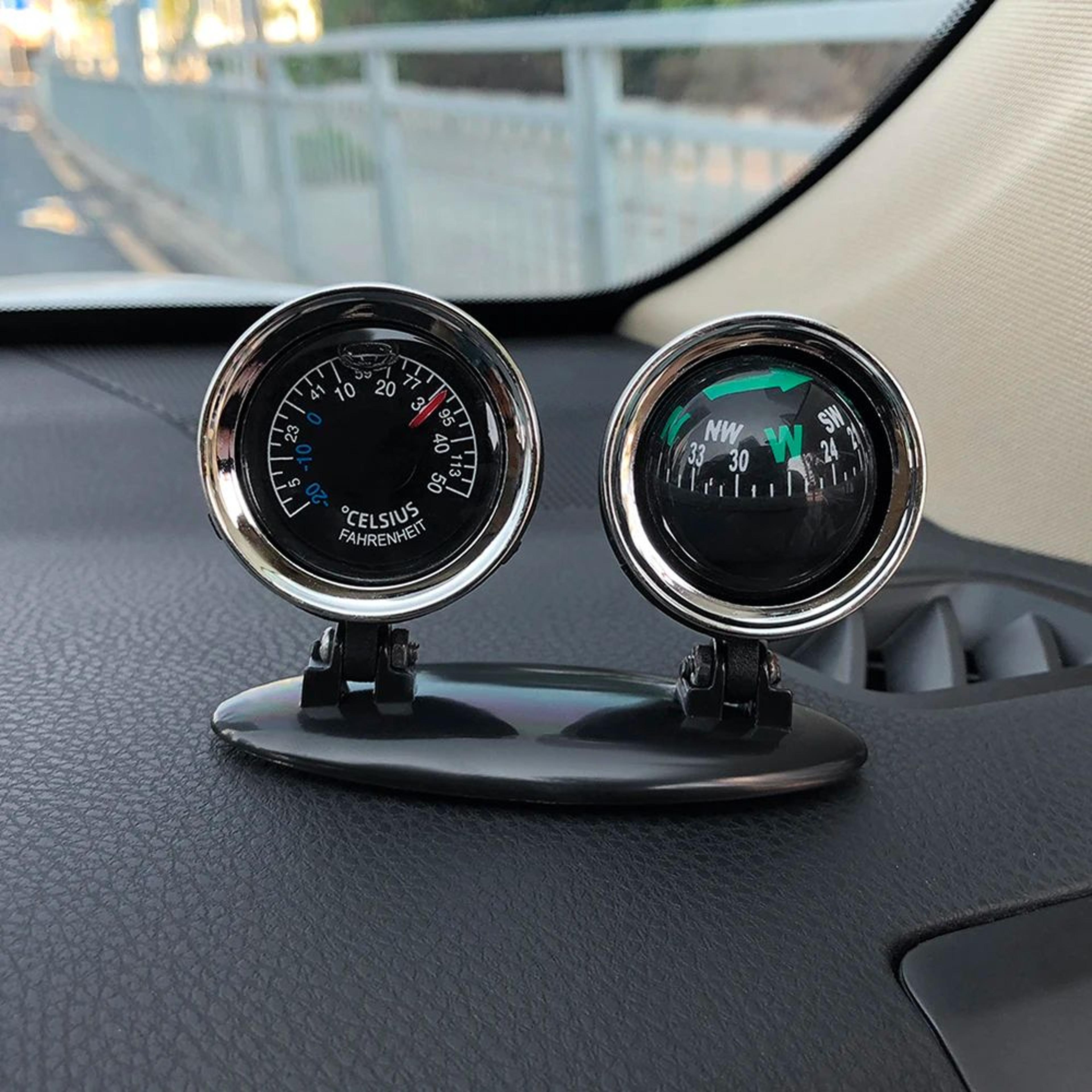 Car Dashboard Compass Thermometer Decor 0