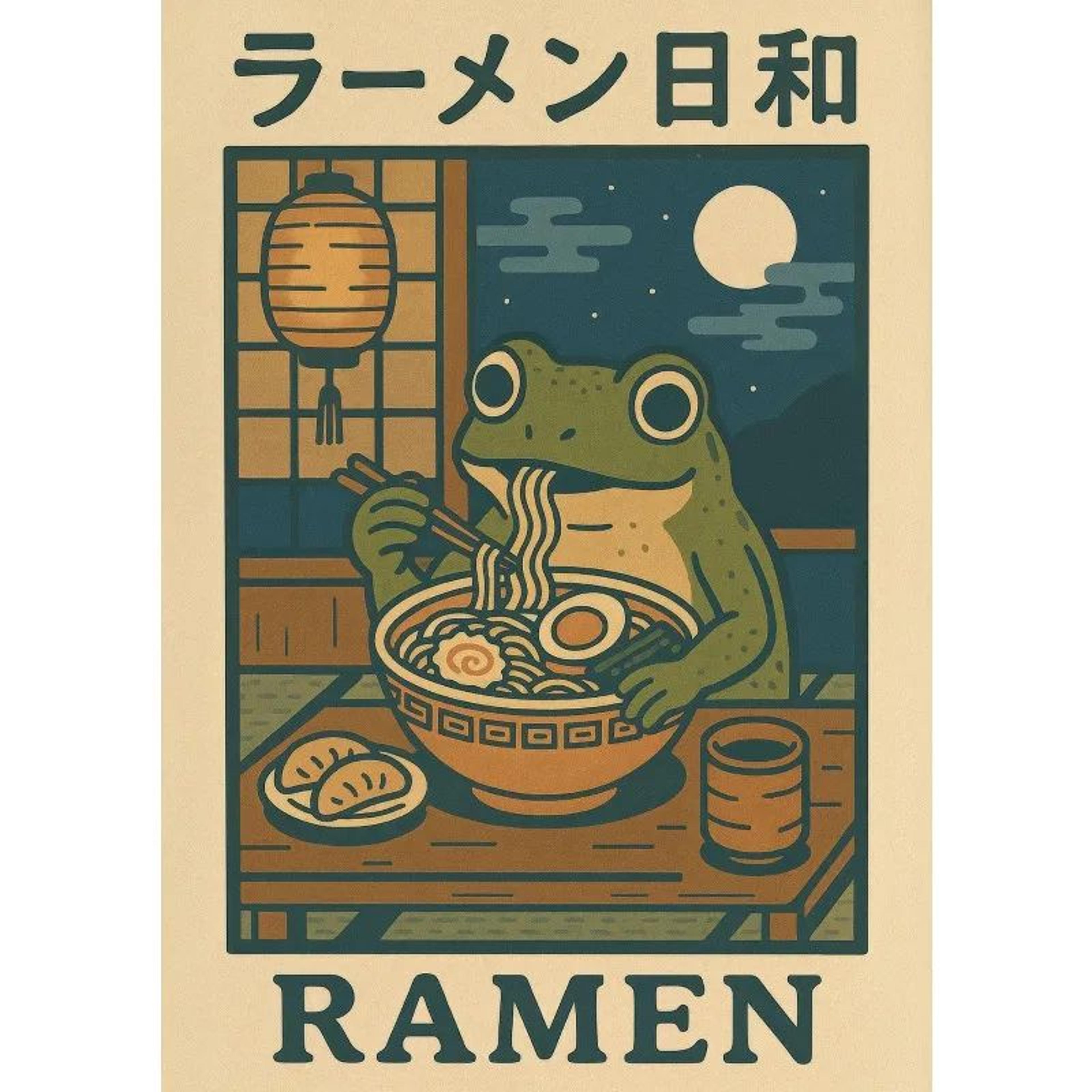 Retro Japanese Frog Bathtub Wall Art 7