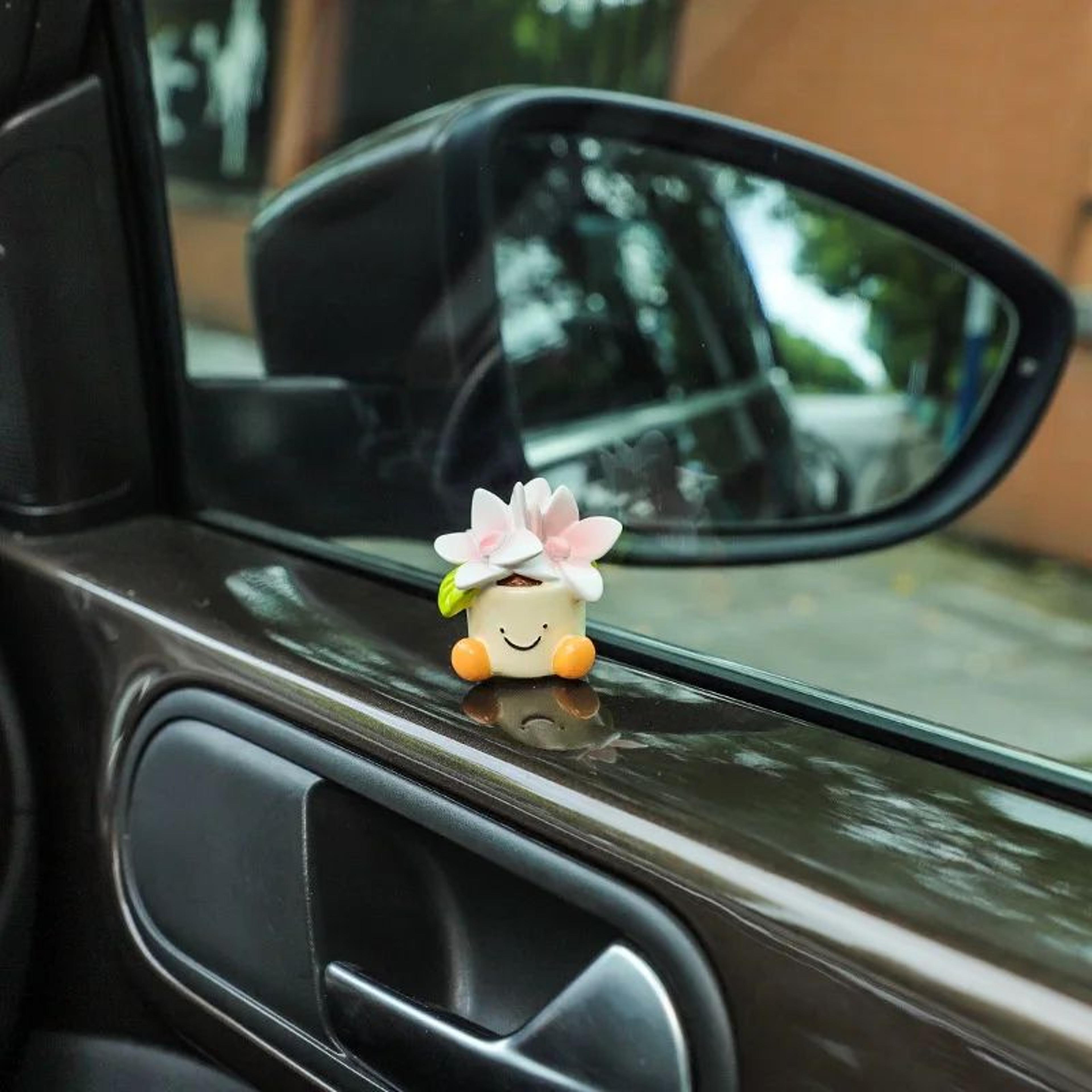 Cute Flower Pot Elf Car Dashboard Decor 3