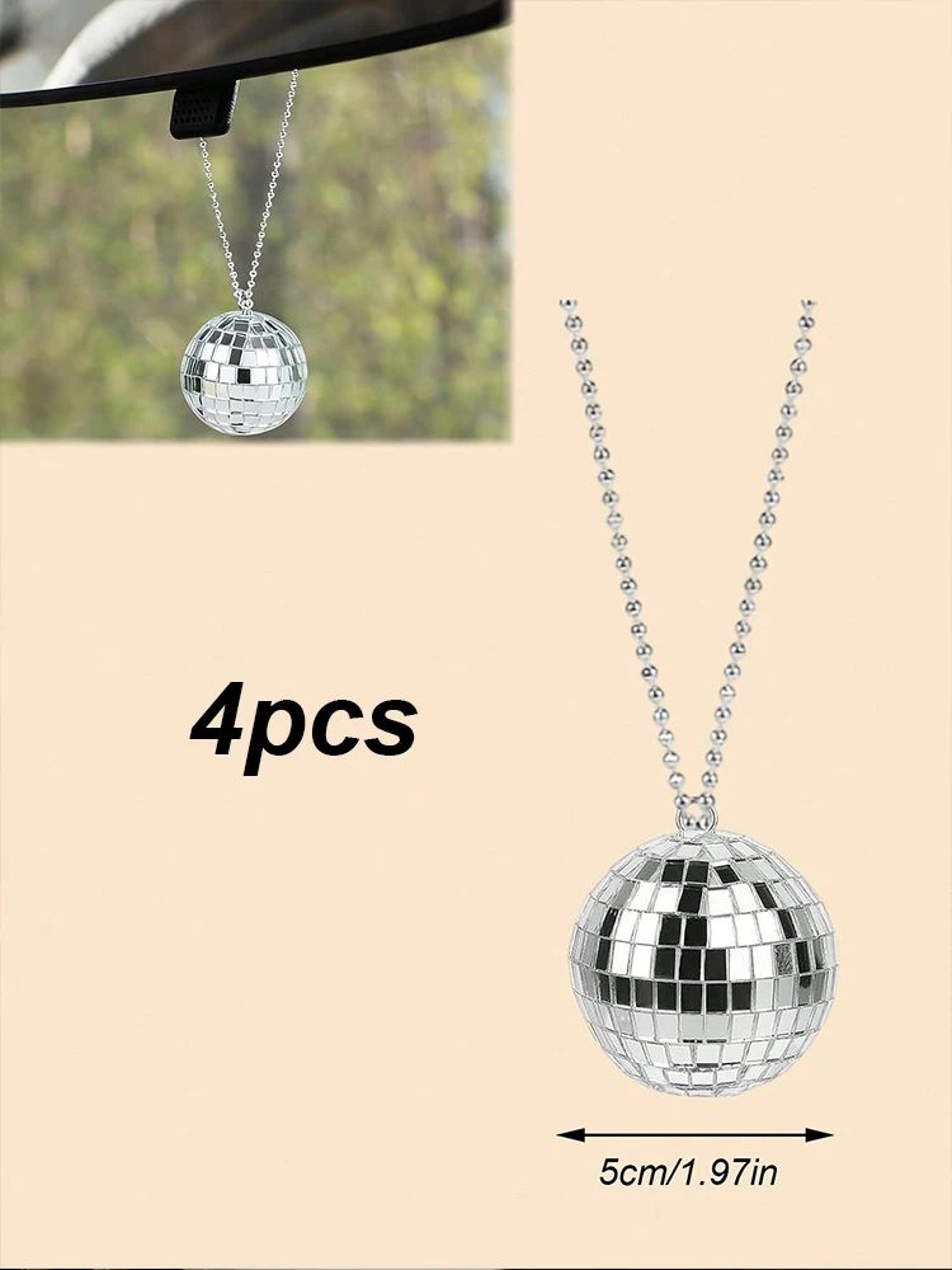 Sparkling Disco Ball Car Mirror Ornament 4pcs 7