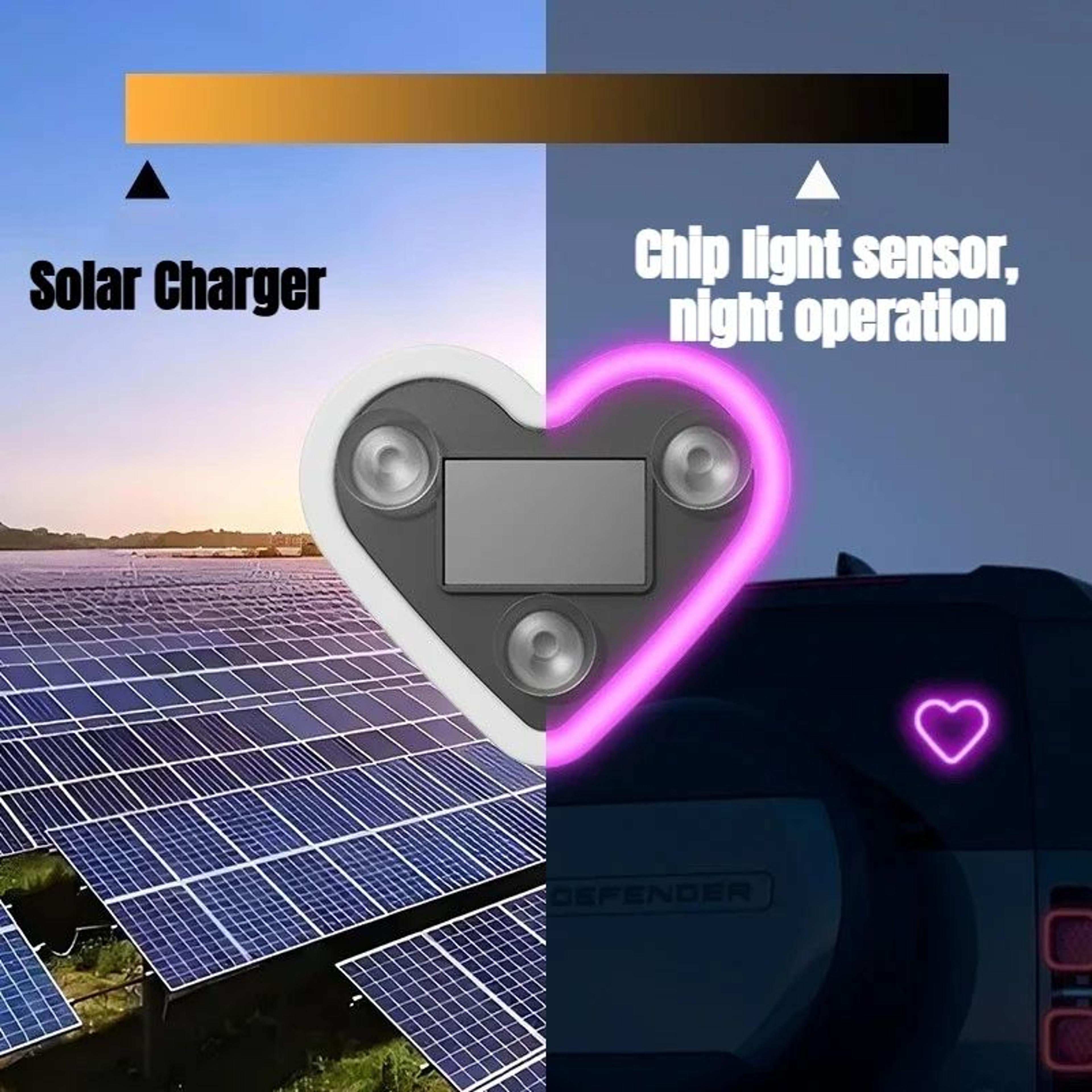 Solar LED Heart Neon Car Window Light 2