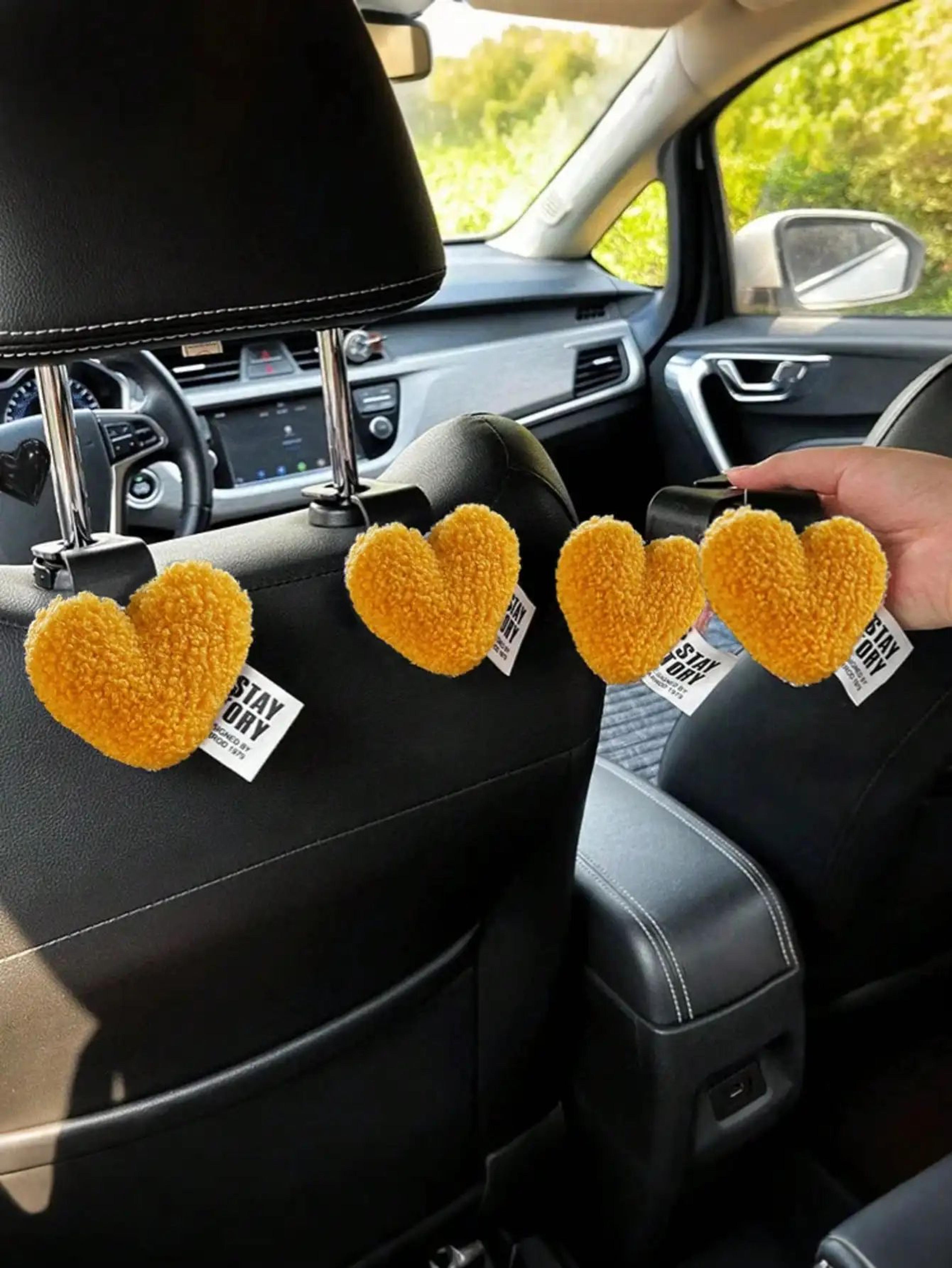 Plush Heart Shaped Car Seat Back Hooks Set 13