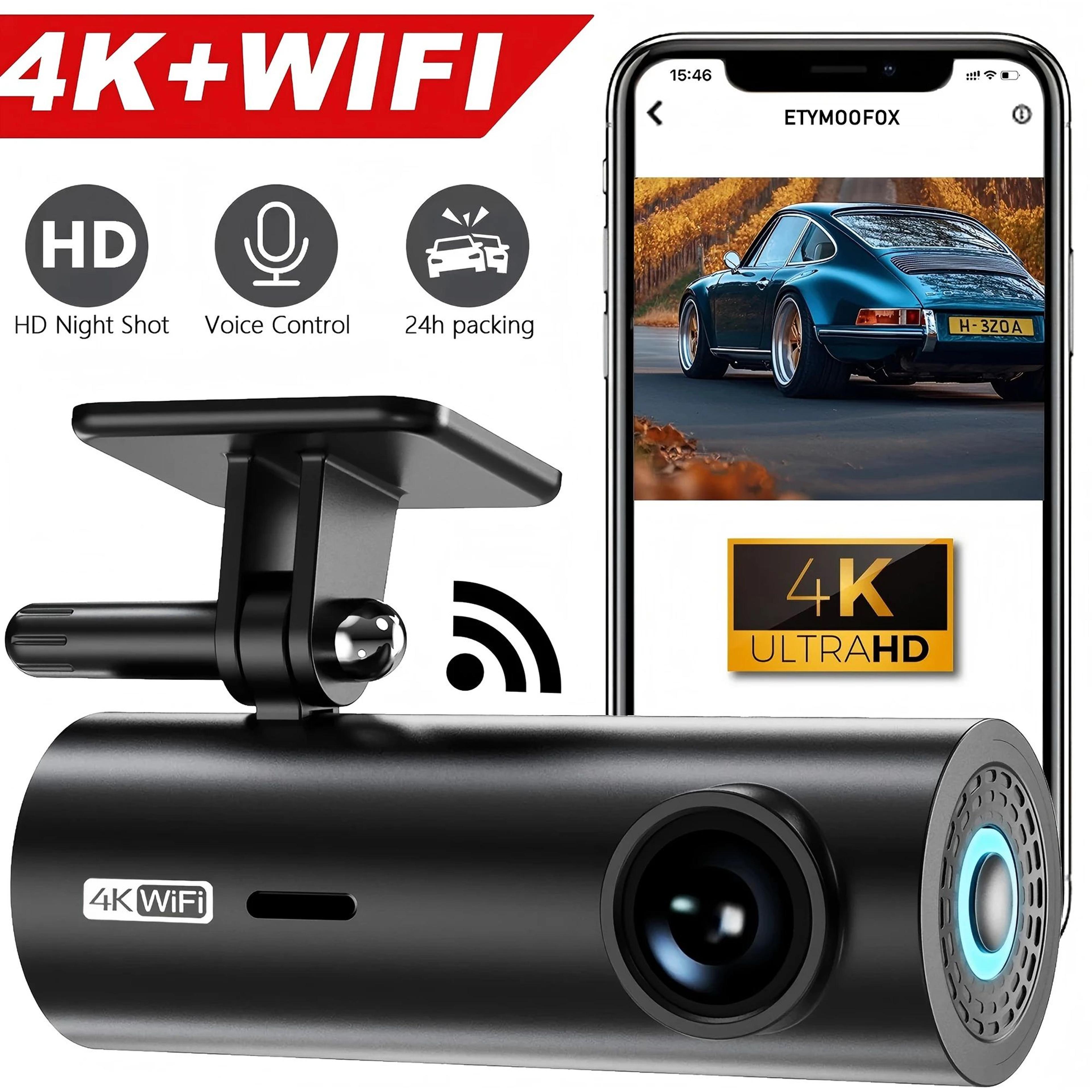 4k wifi mini dash cam with 24h parking monitor