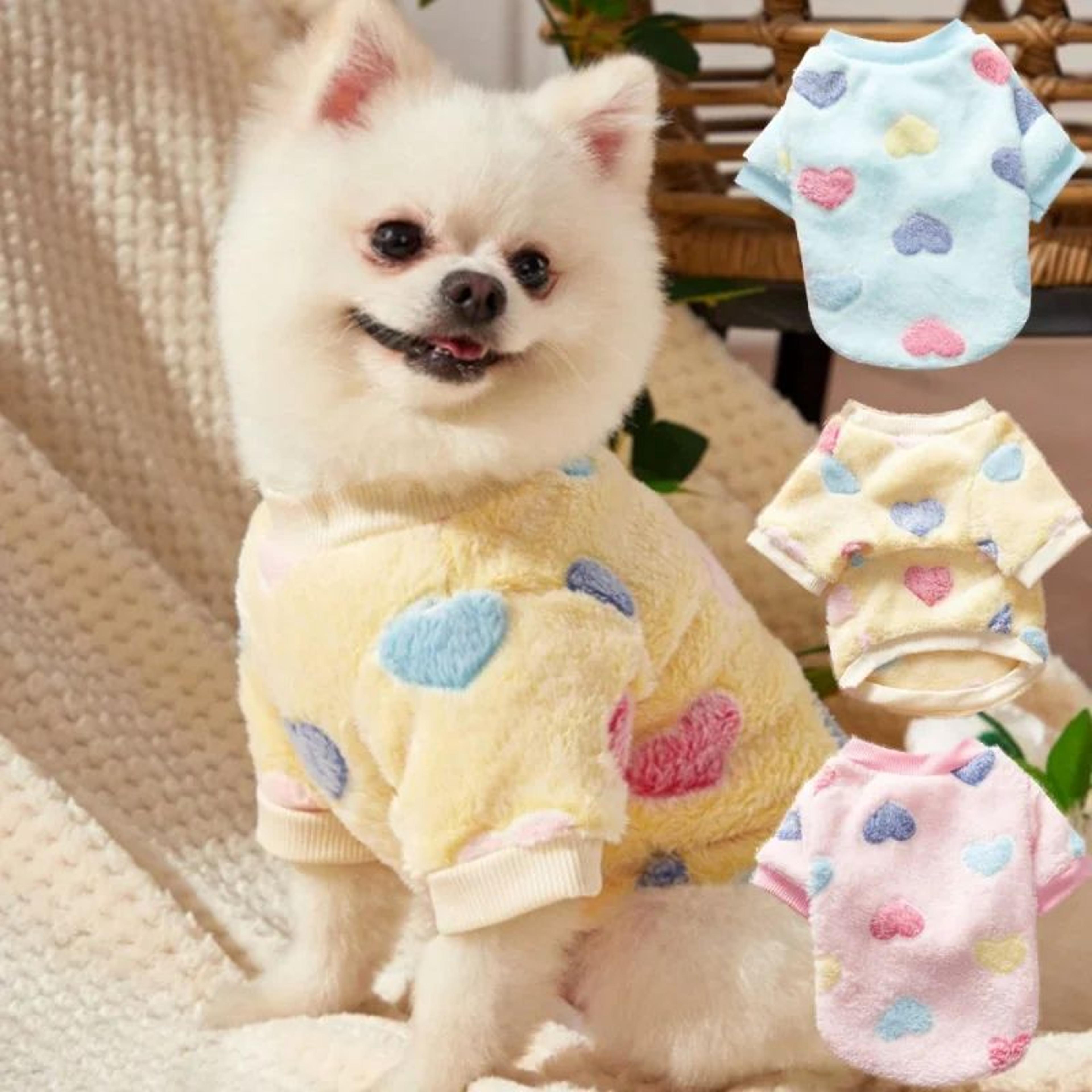 heart print flannel dog vest coat