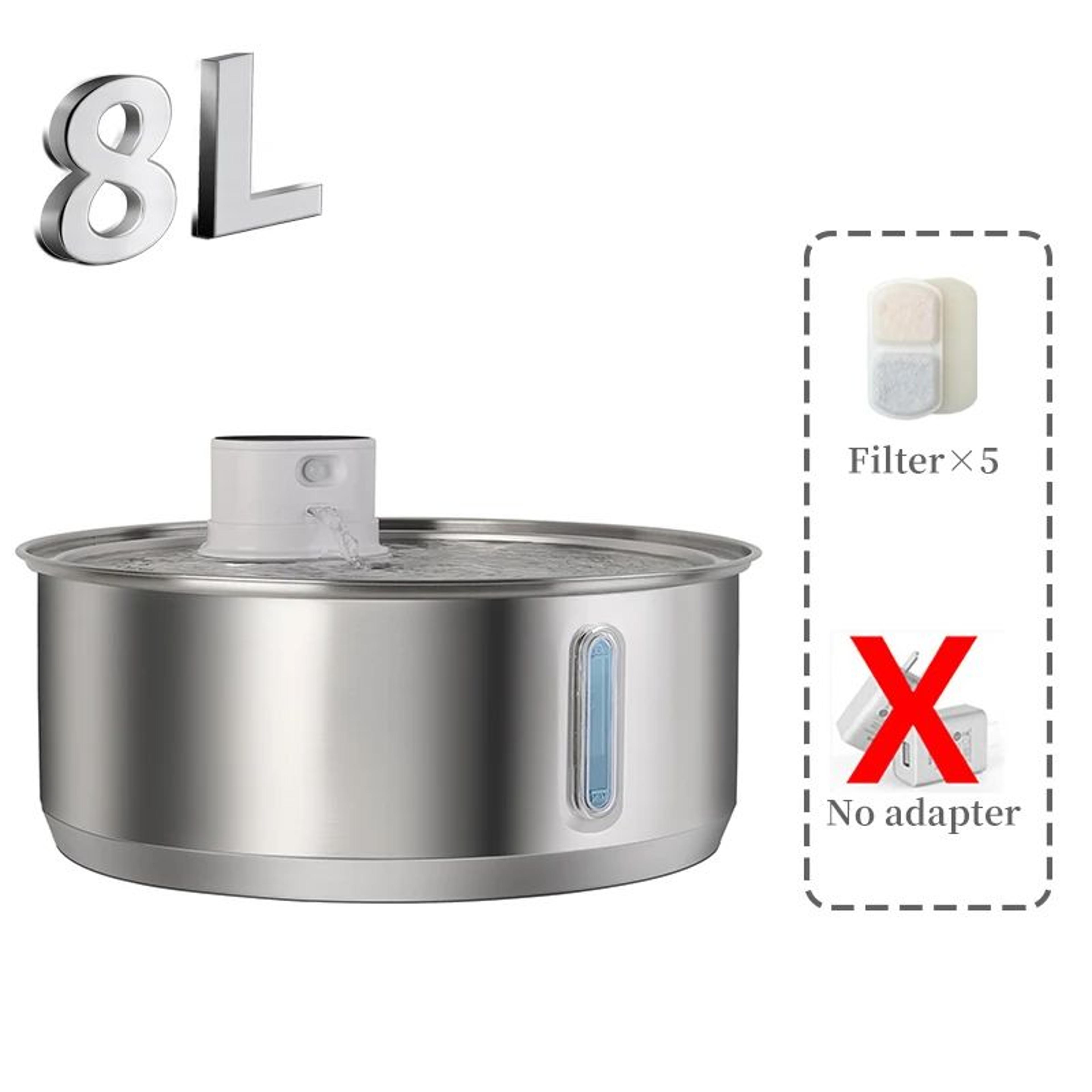 Petavista 8L Wireless Stainless Steel Pet Fountain 9