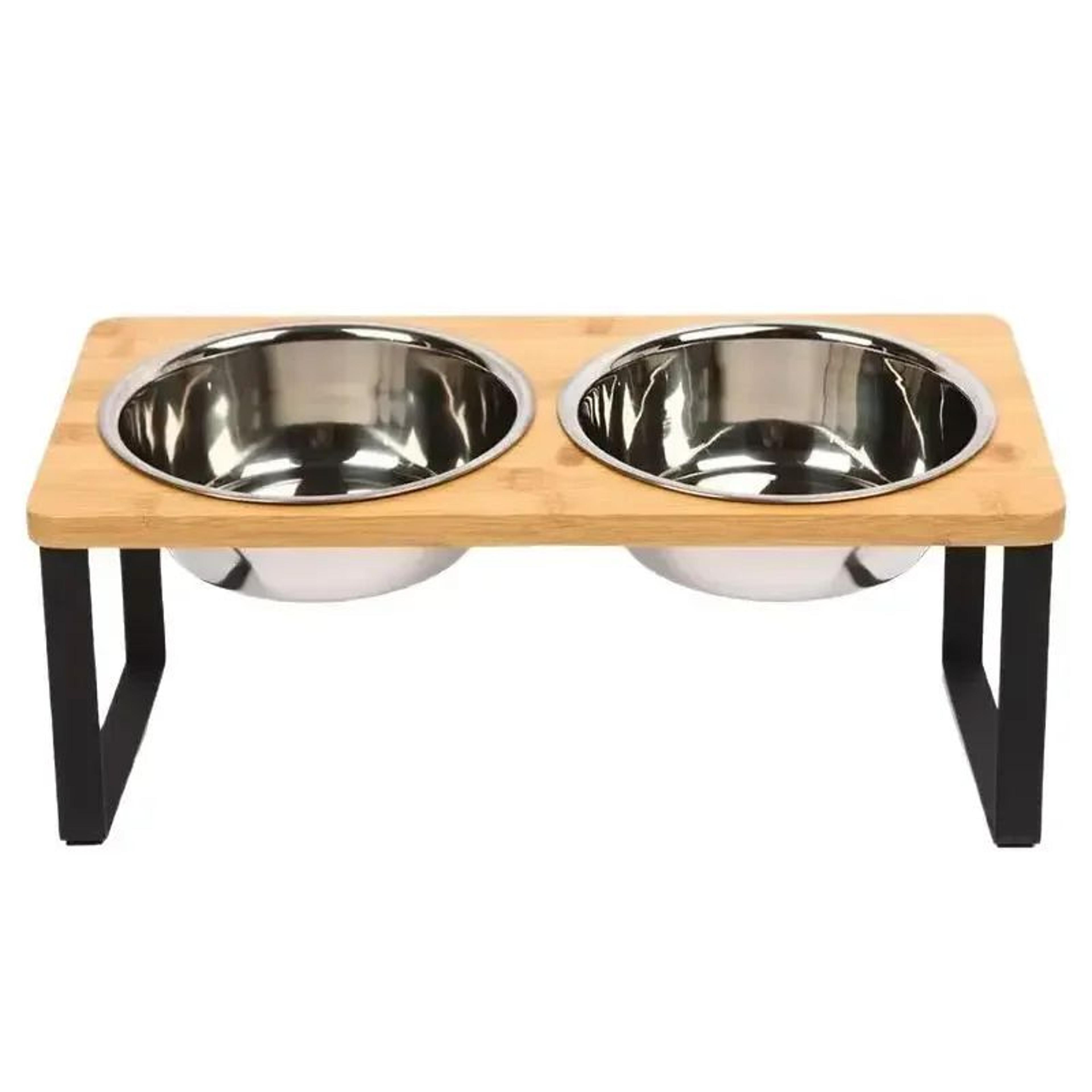Elevated Tilted Pet Bowl Stand With Stainless Steel Bowls 3