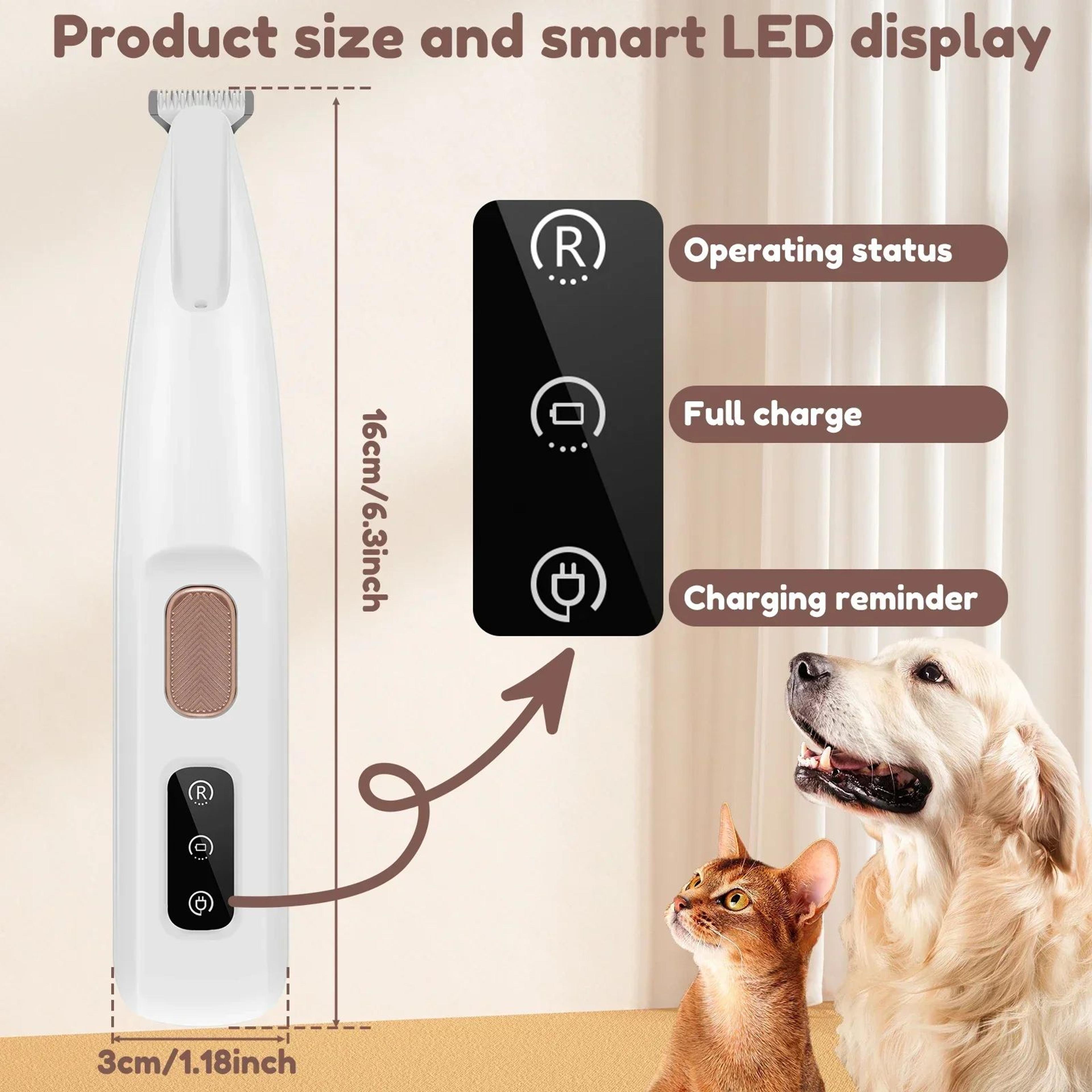 Waterproof Dog Paw Trimmer With LED Light Display 3