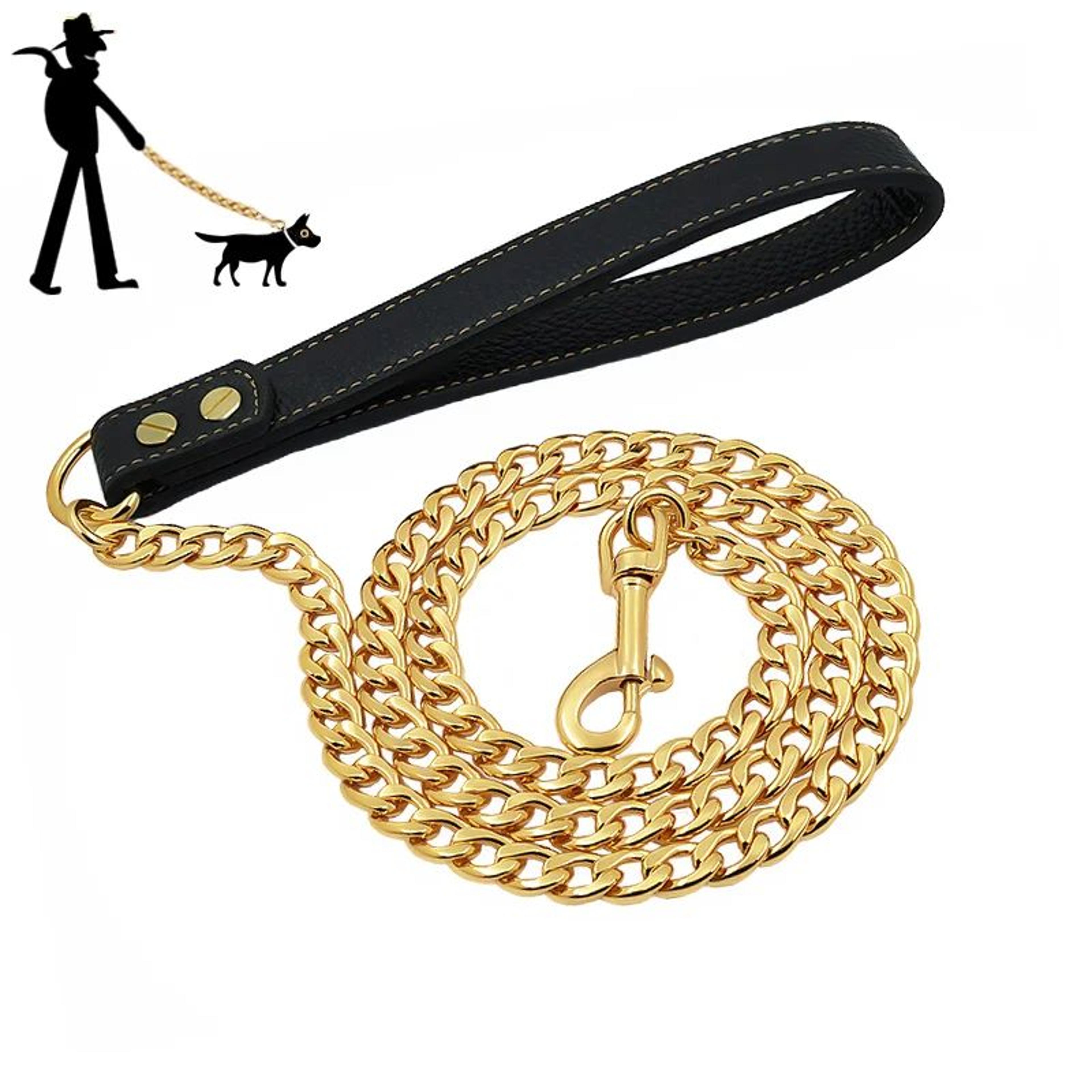 heavy duty gold stainless steel dog leash chain
