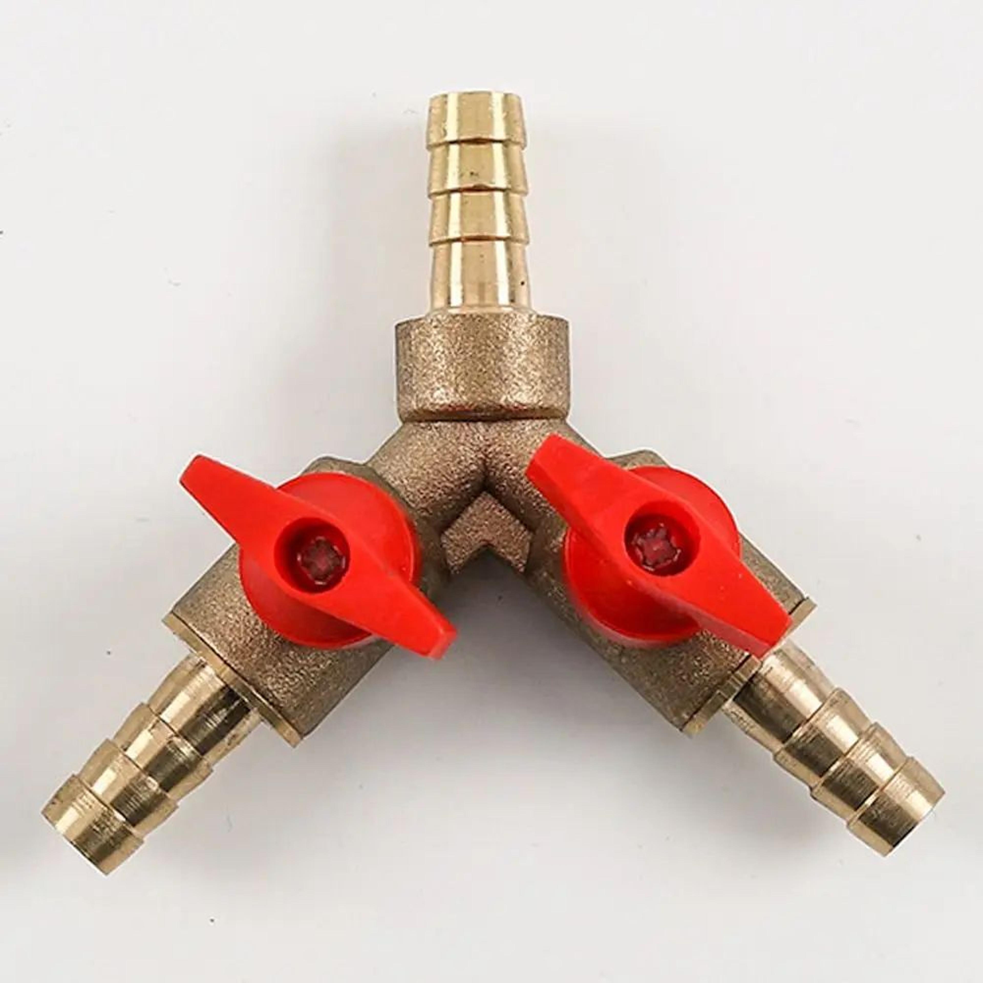 Brass 3 Way Hose Barb Ball Valve Connector 3
