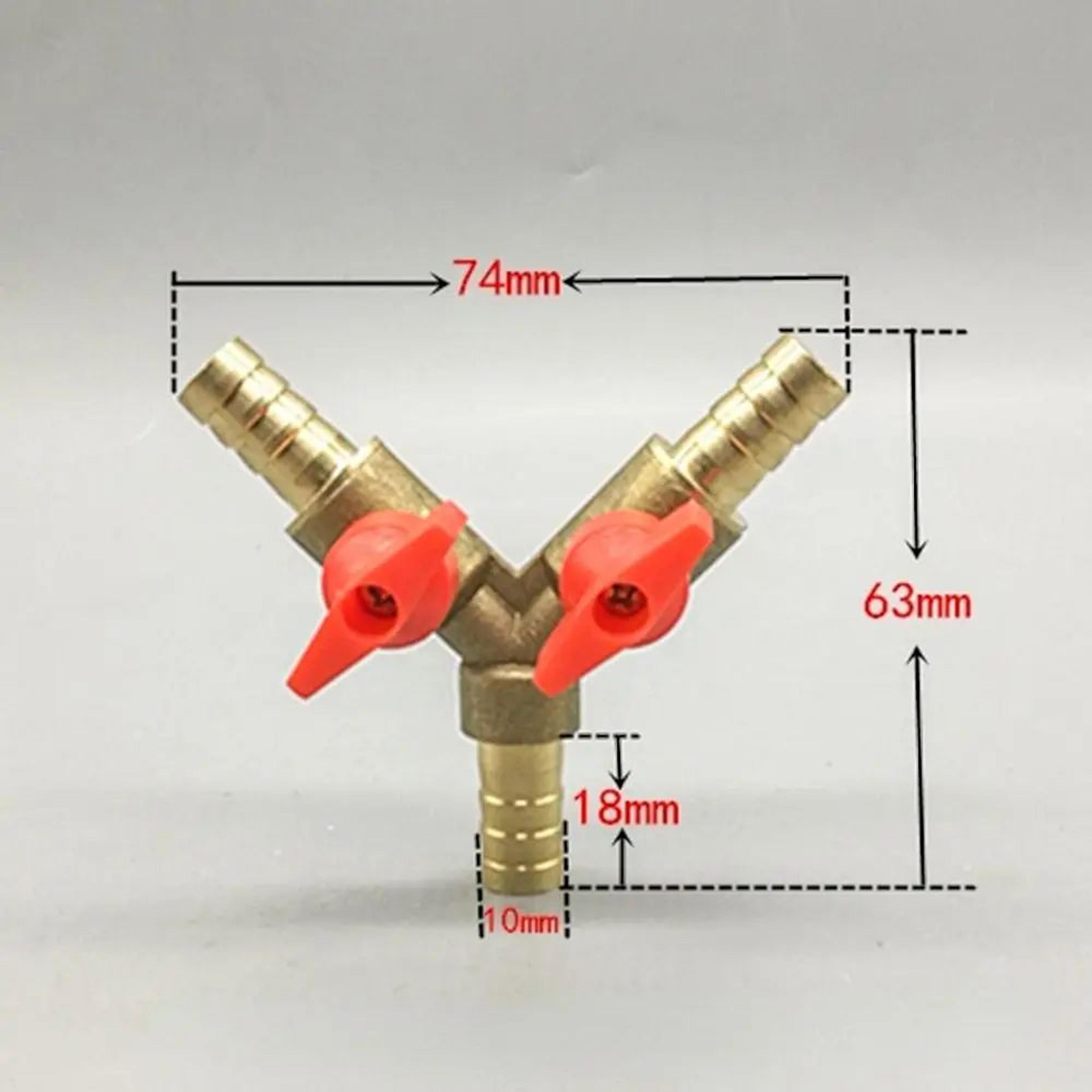 Brass 3 Way Hose Barb Ball Valve Connector 5