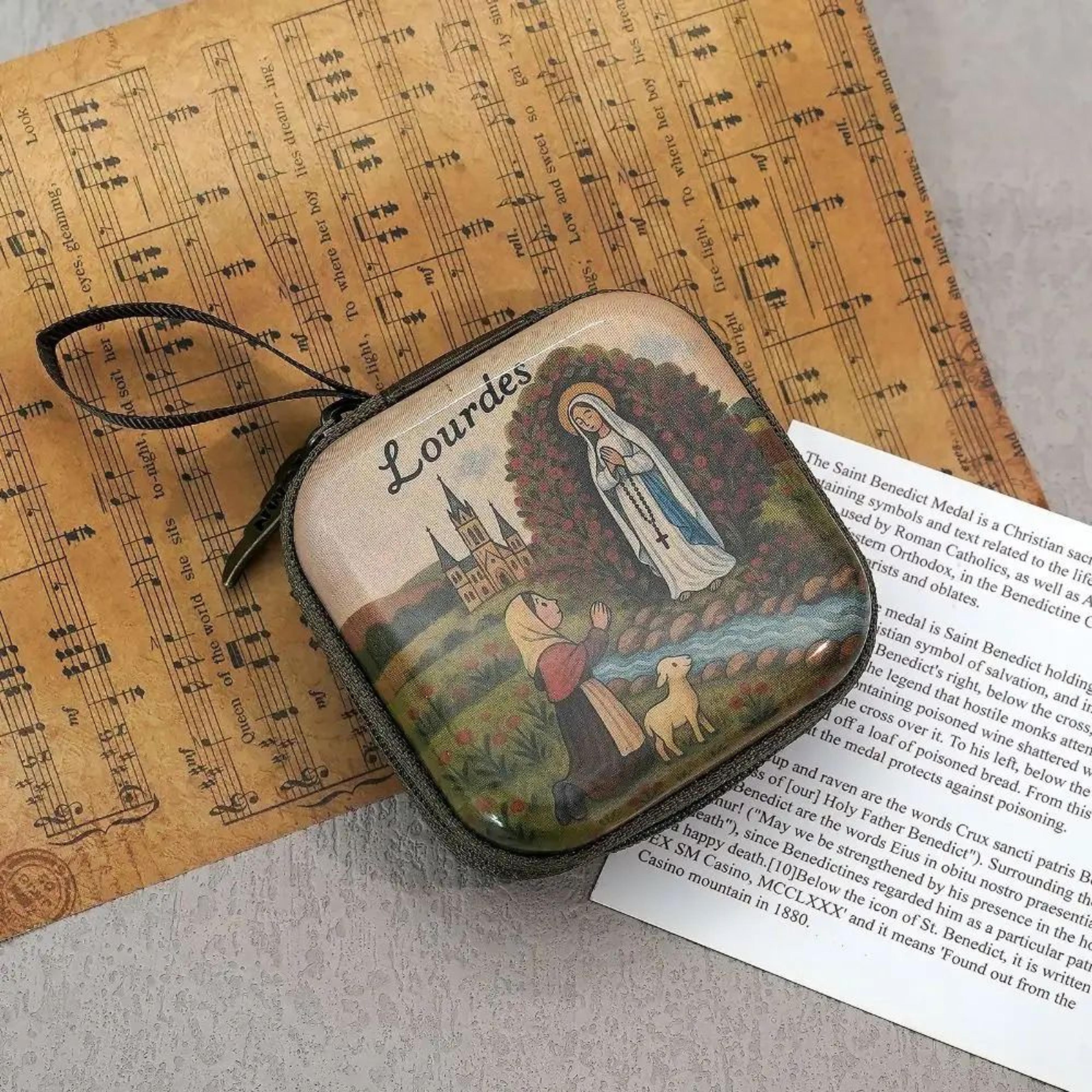 Portable Virgin Mary Rosary Storage Bag With Zipper 1