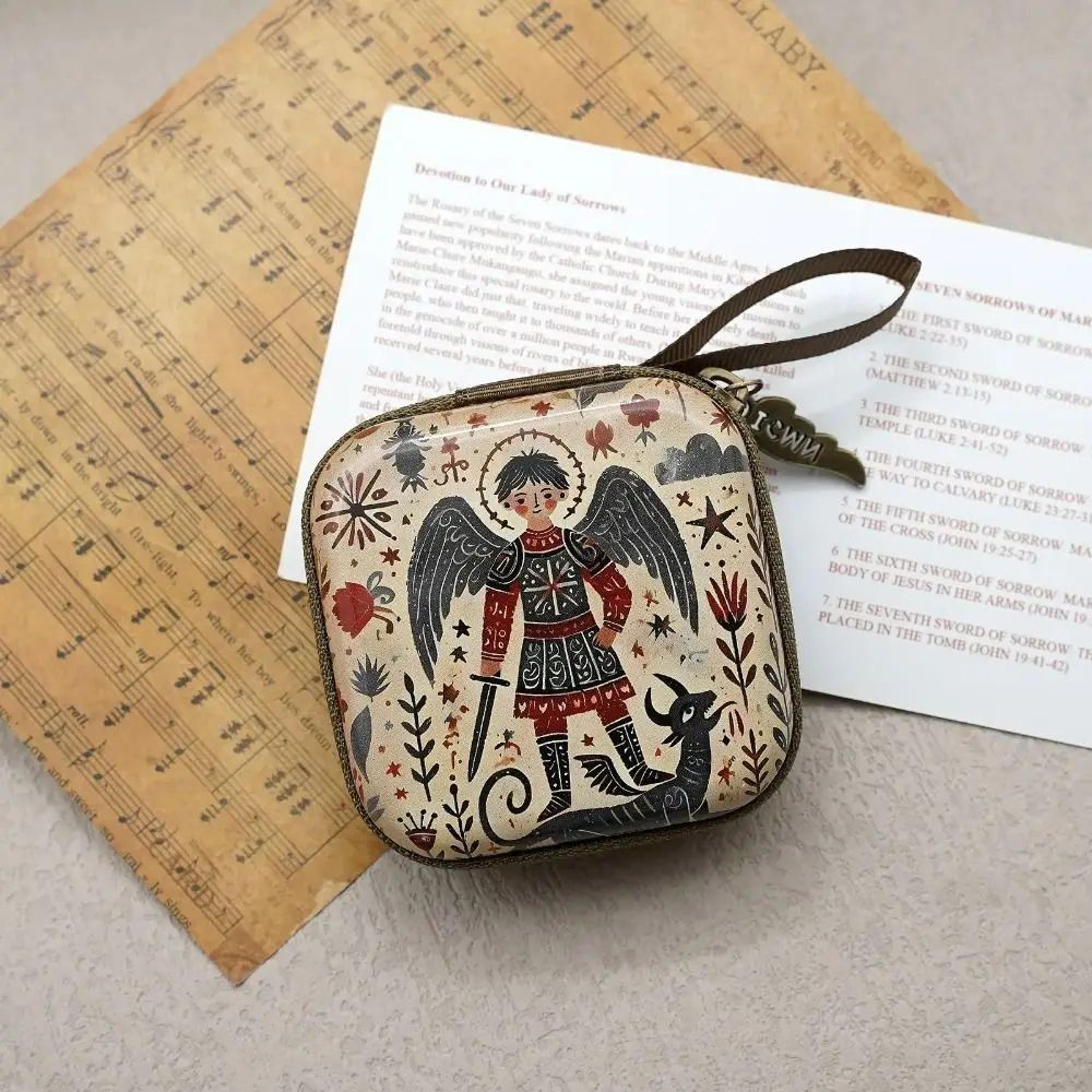 Portable Virgin Mary Rosary Storage Bag With Zipper 4