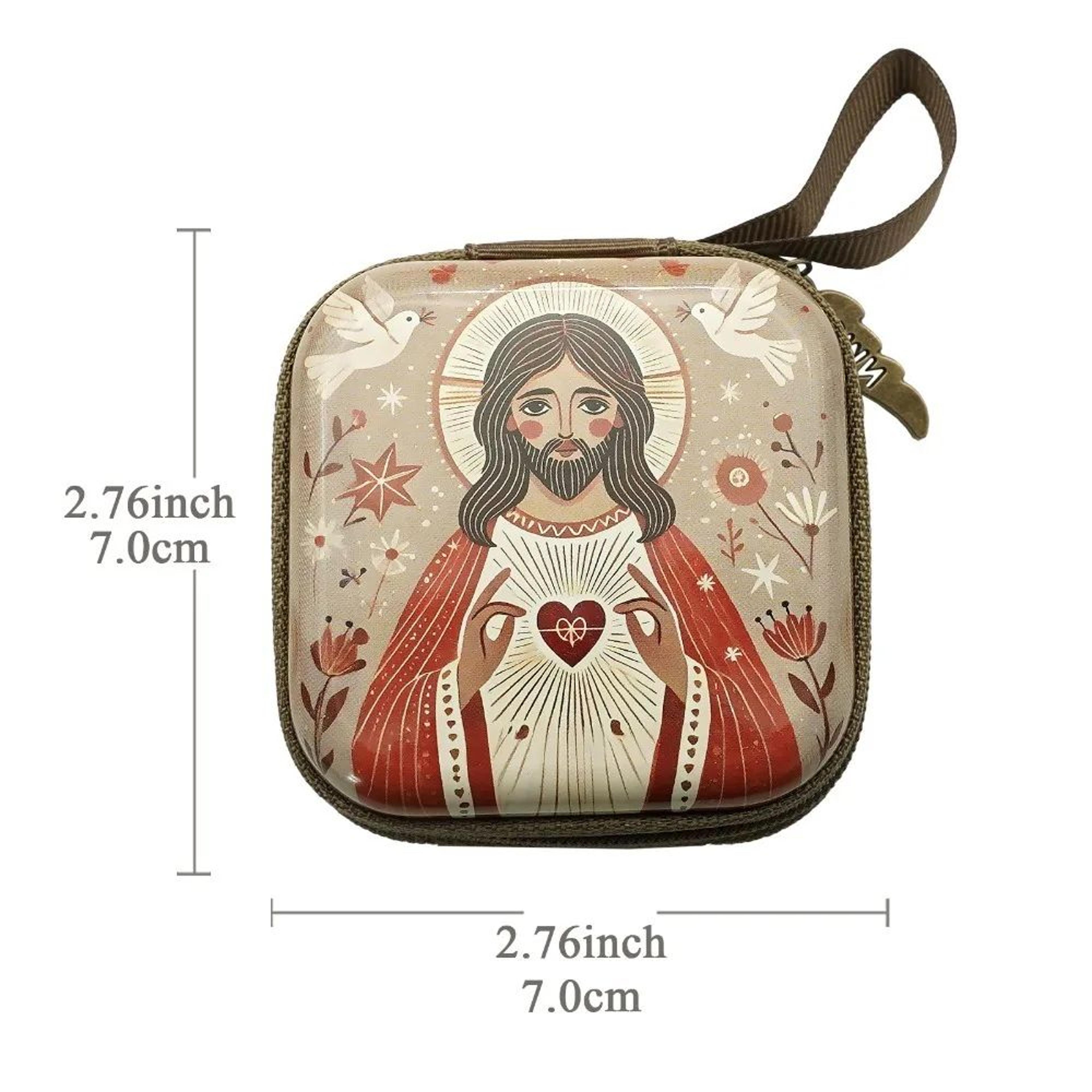 Portable Virgin Mary Rosary Storage Bag With Zipper 20