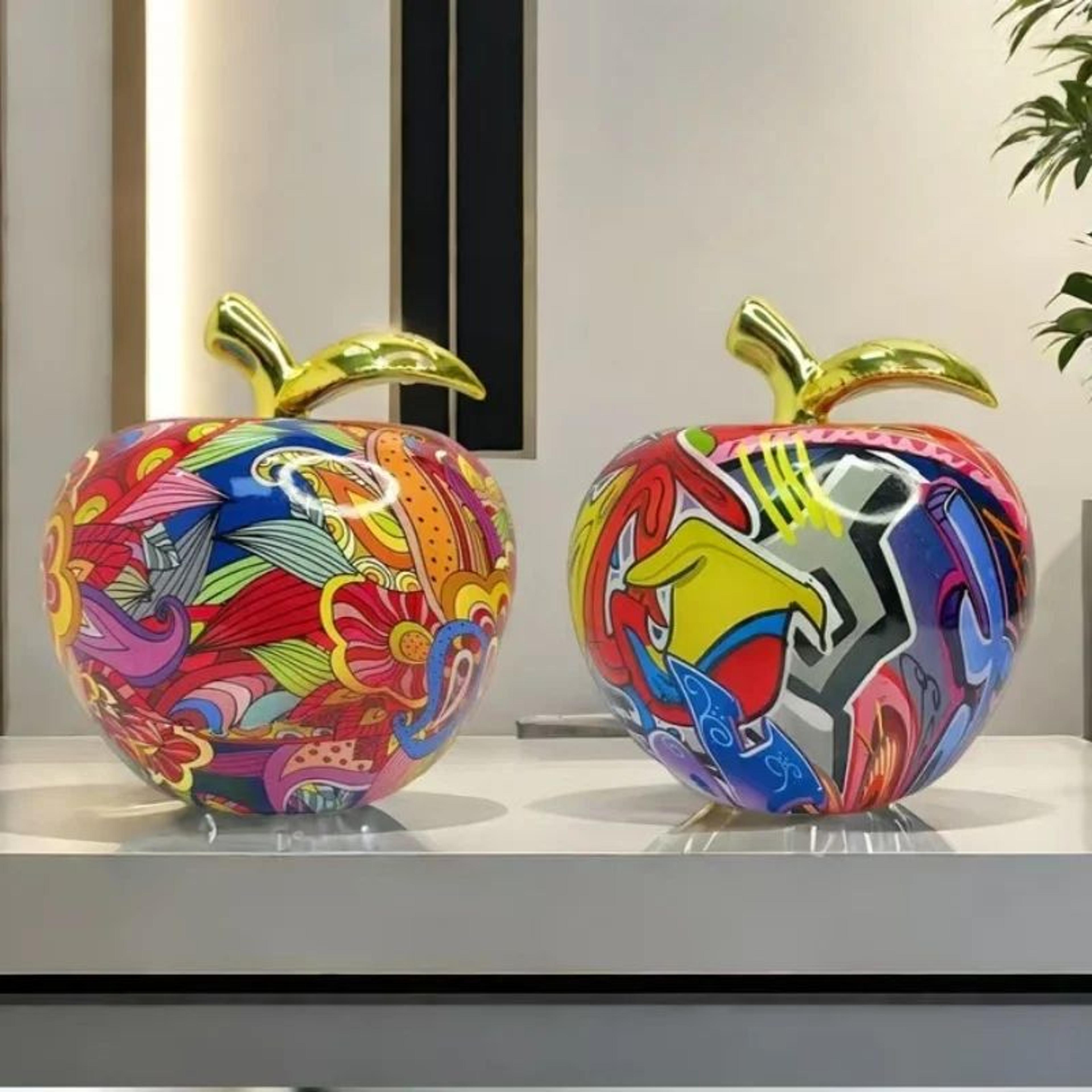 abstract apple resin art decoration statue