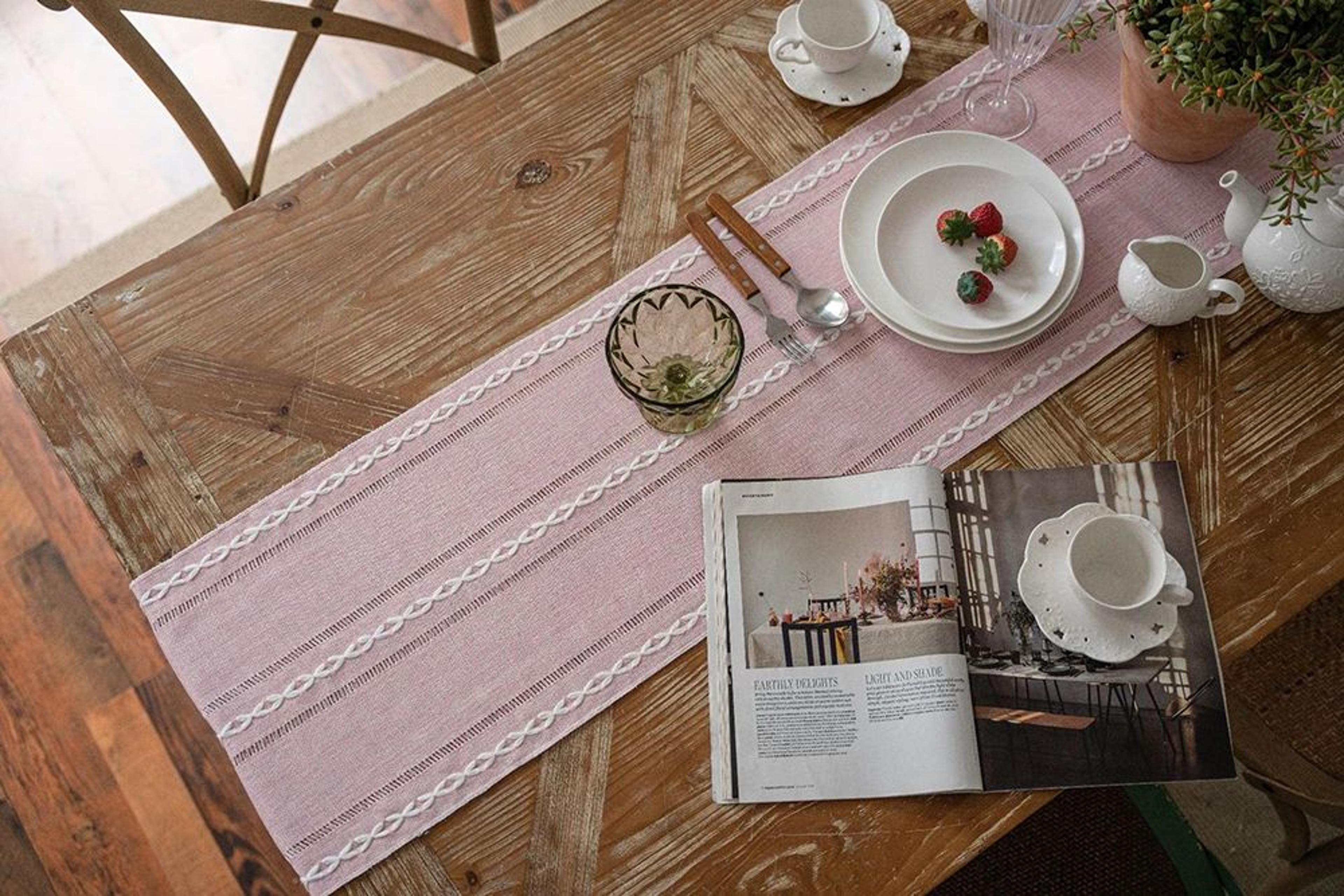 Green Boho Farmhouse Table Runner 8