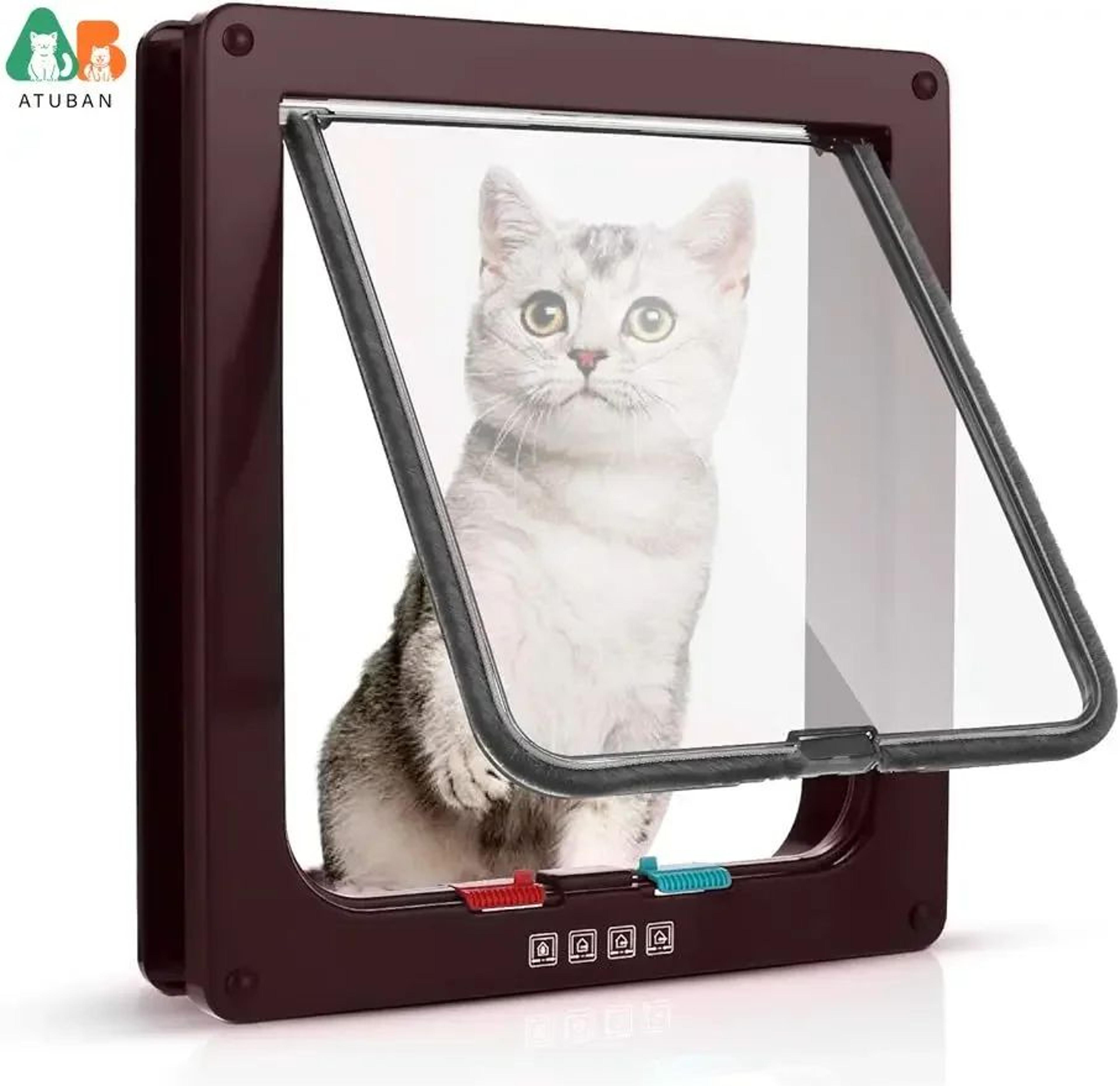 ATUBAN 4 Way Locking Weatherproof Cat Door Flap 8
