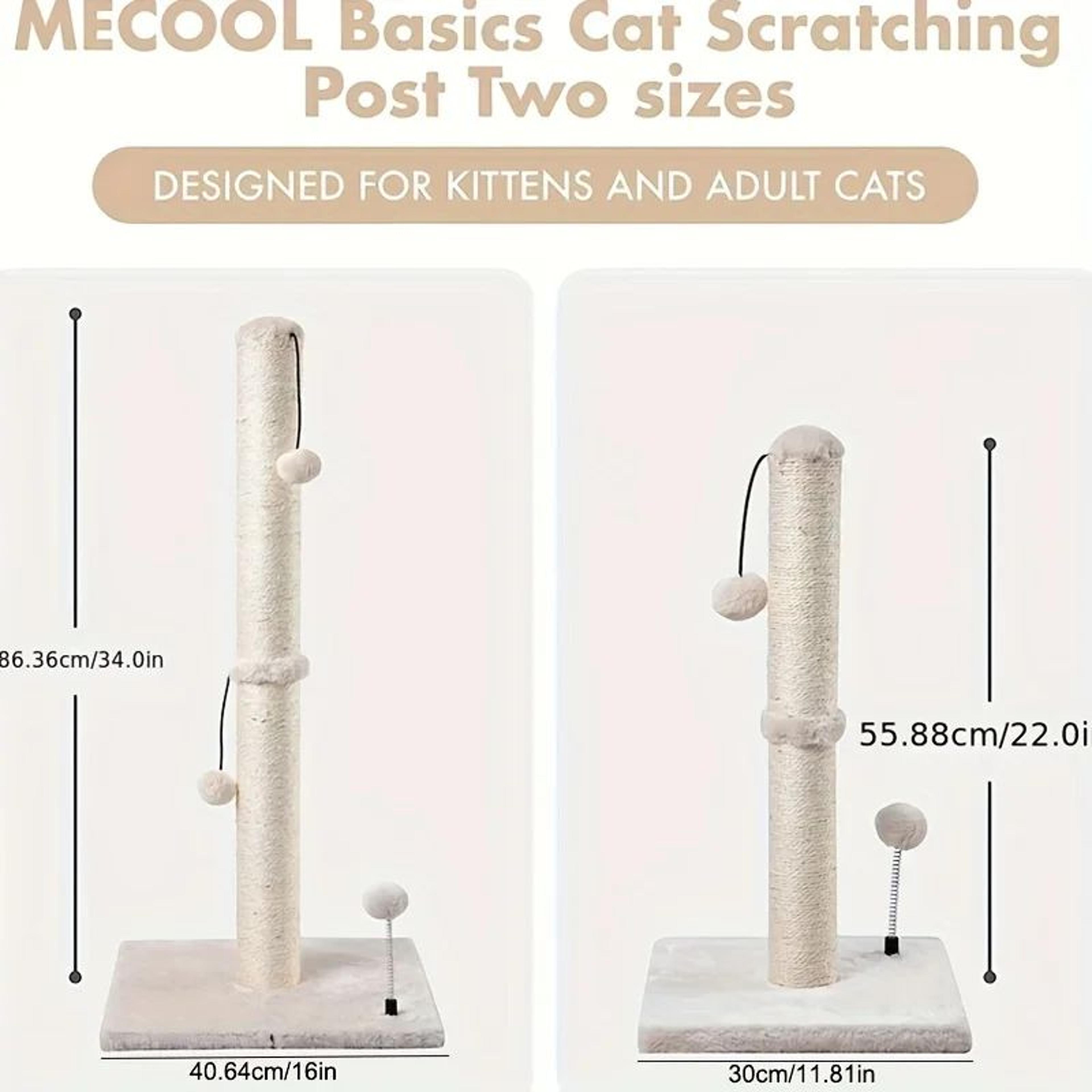 34 Inch Sisal Cat Scratching Post With Hanging Ball 3