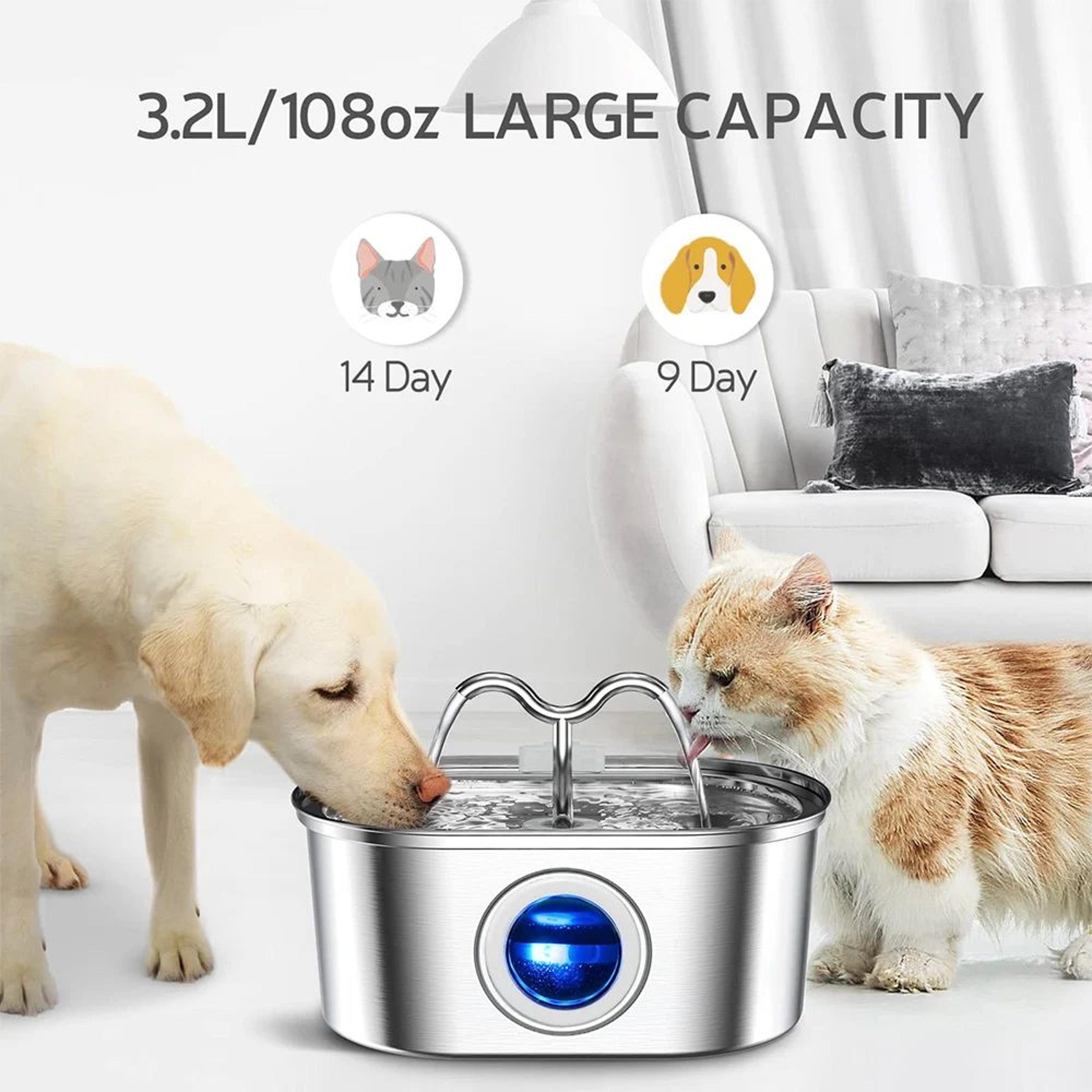 32L Stainless Steel Cat Water Fountain With LED 4