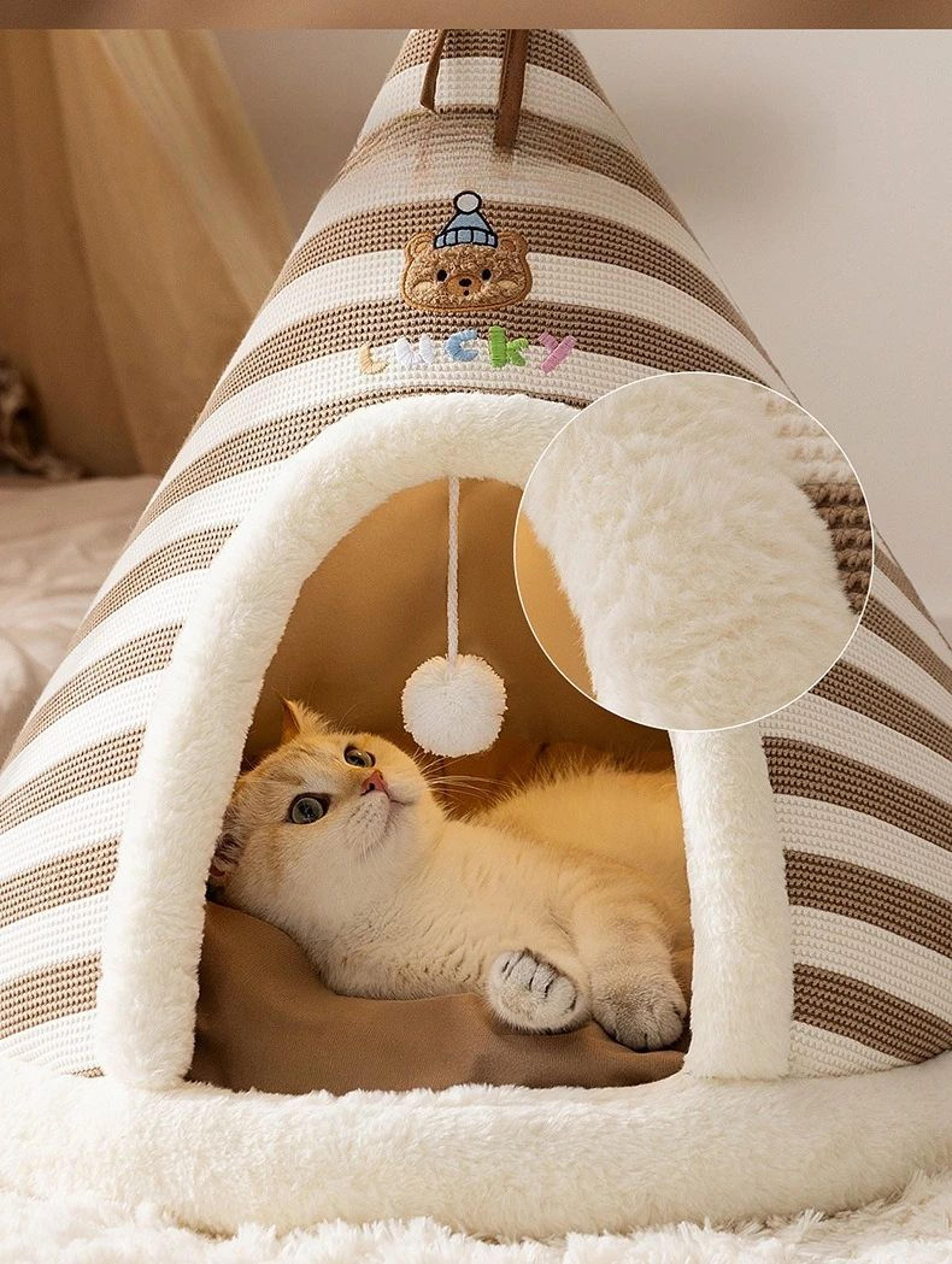 Self Warming Plush Cat Tent Bed 8