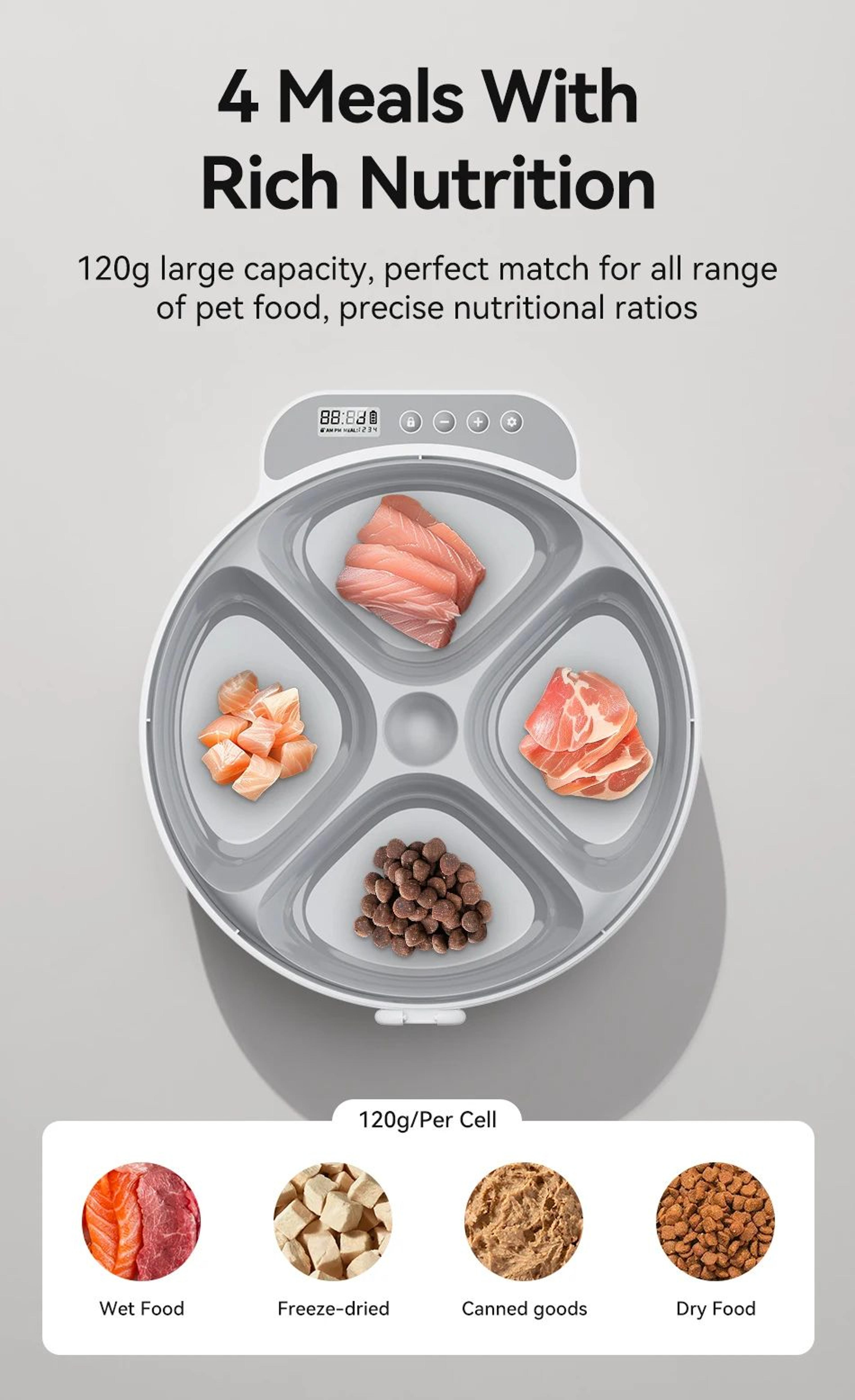ROJECO Wireless 4 Meal Automatic Pet Feeder 6