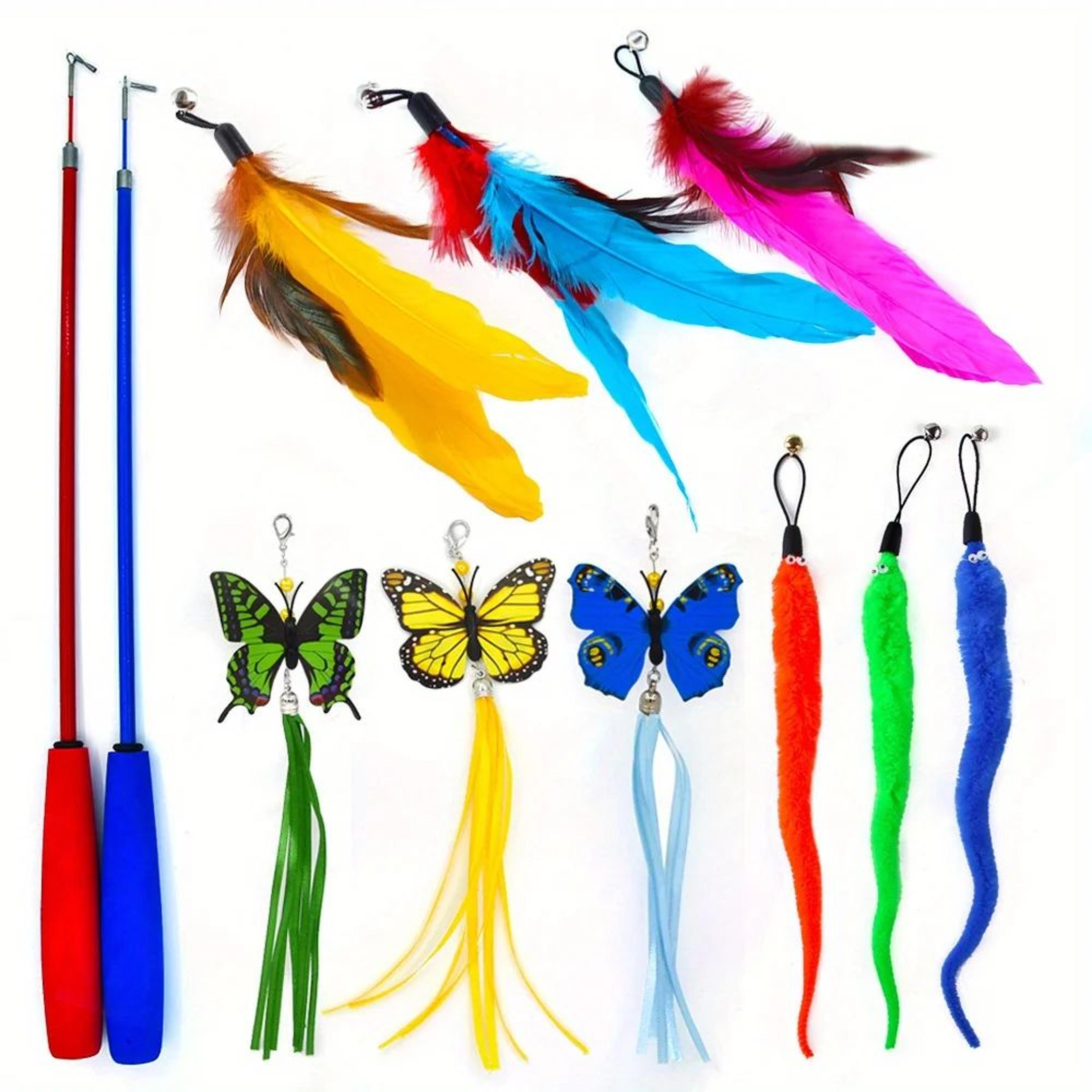 11PCS Interactive Feather Cat Wand Toy Set 5