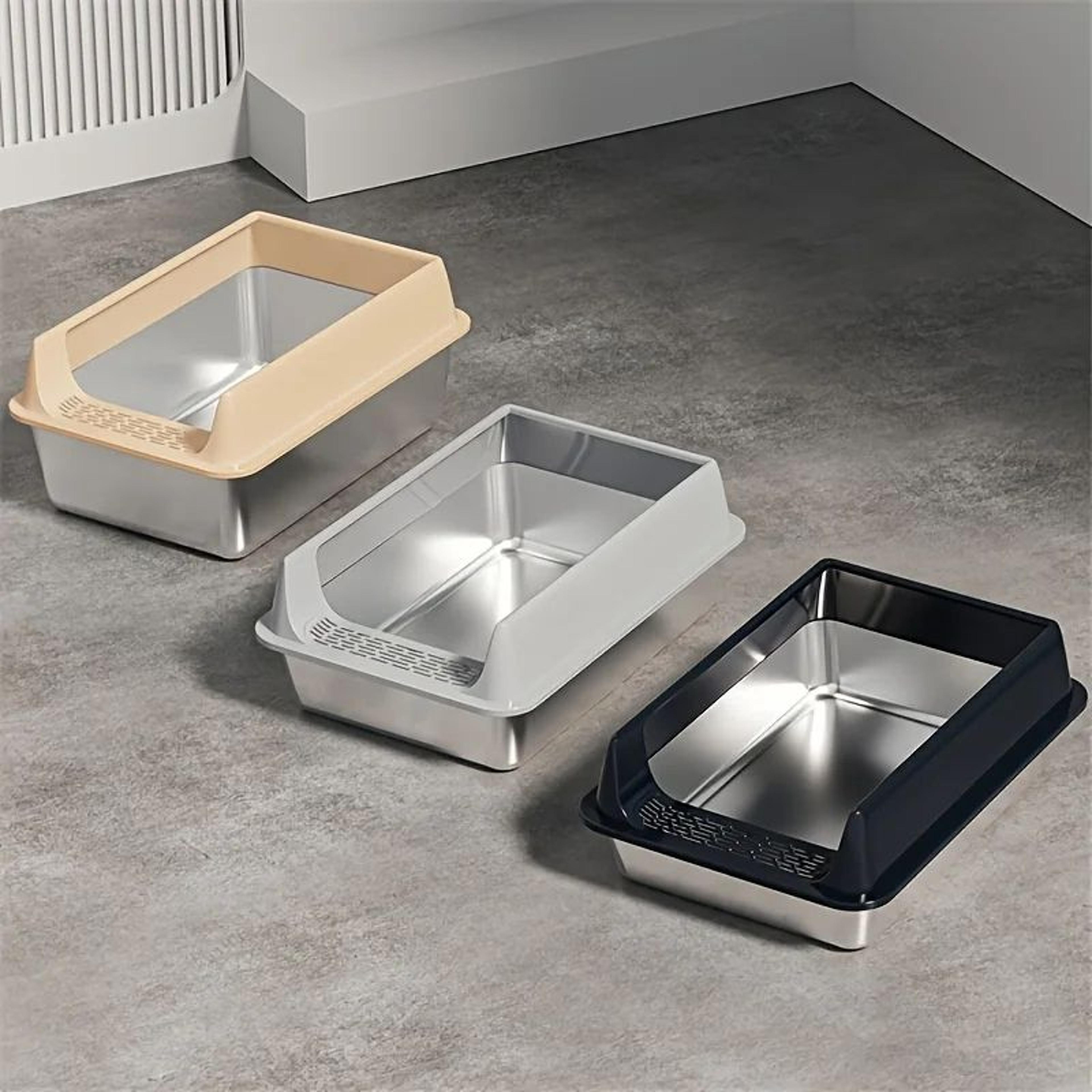 Stainless Steel Semi Enclosed Cat Litter Box 1