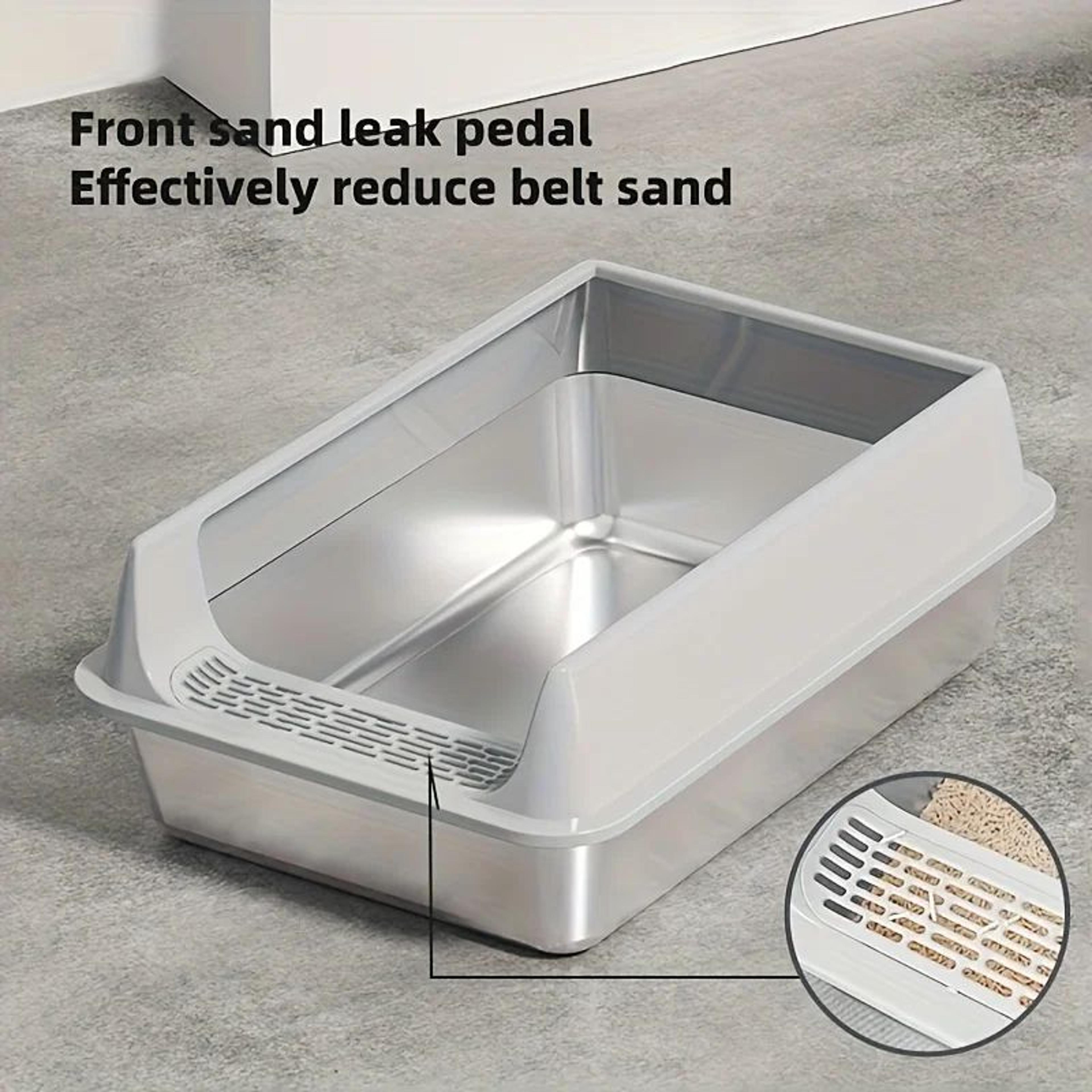 Stainless Steel Semi Enclosed Cat Litter Box 2