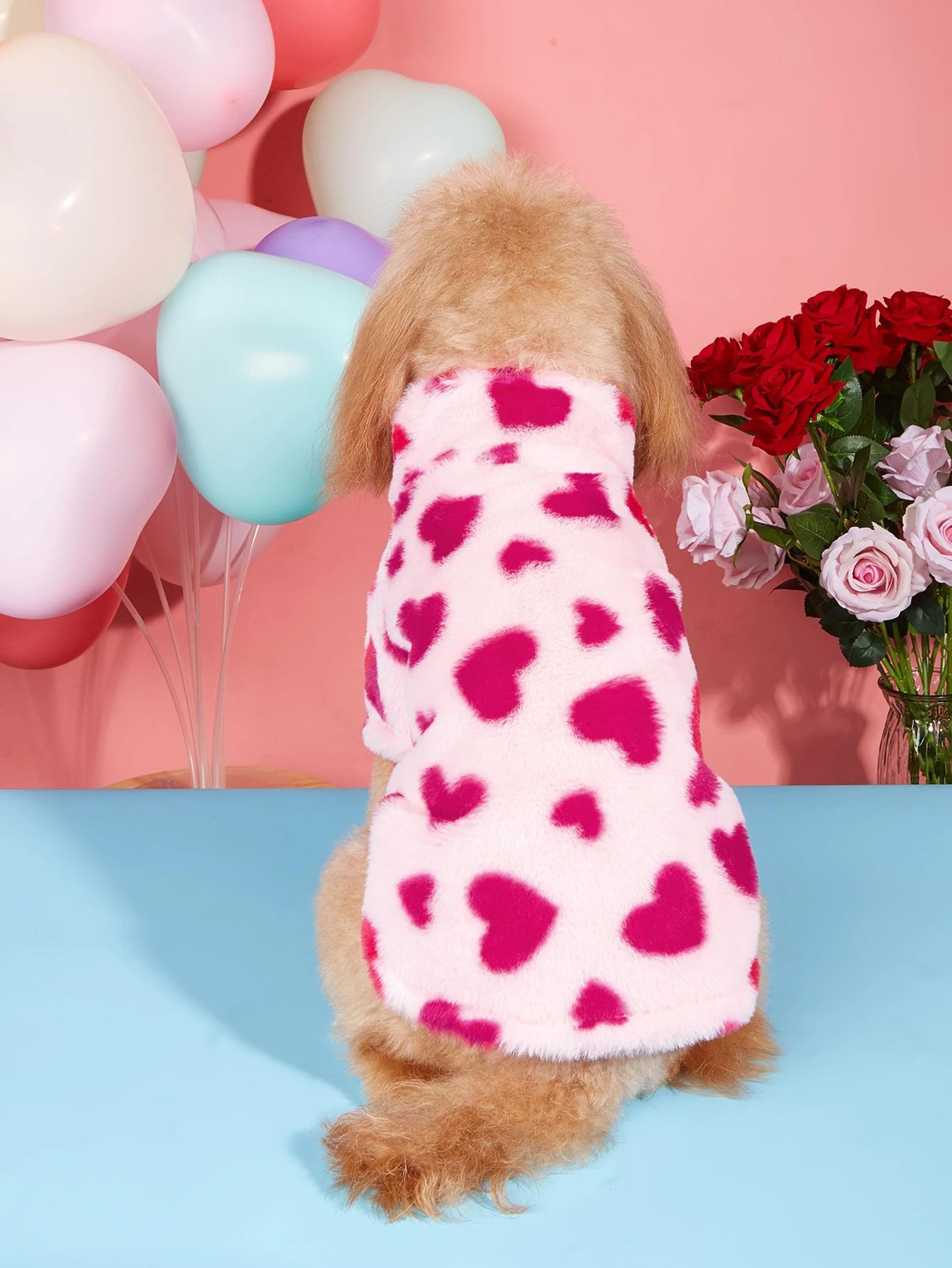 Soft Warm Heart Print Dog Hoodie Jacket 1