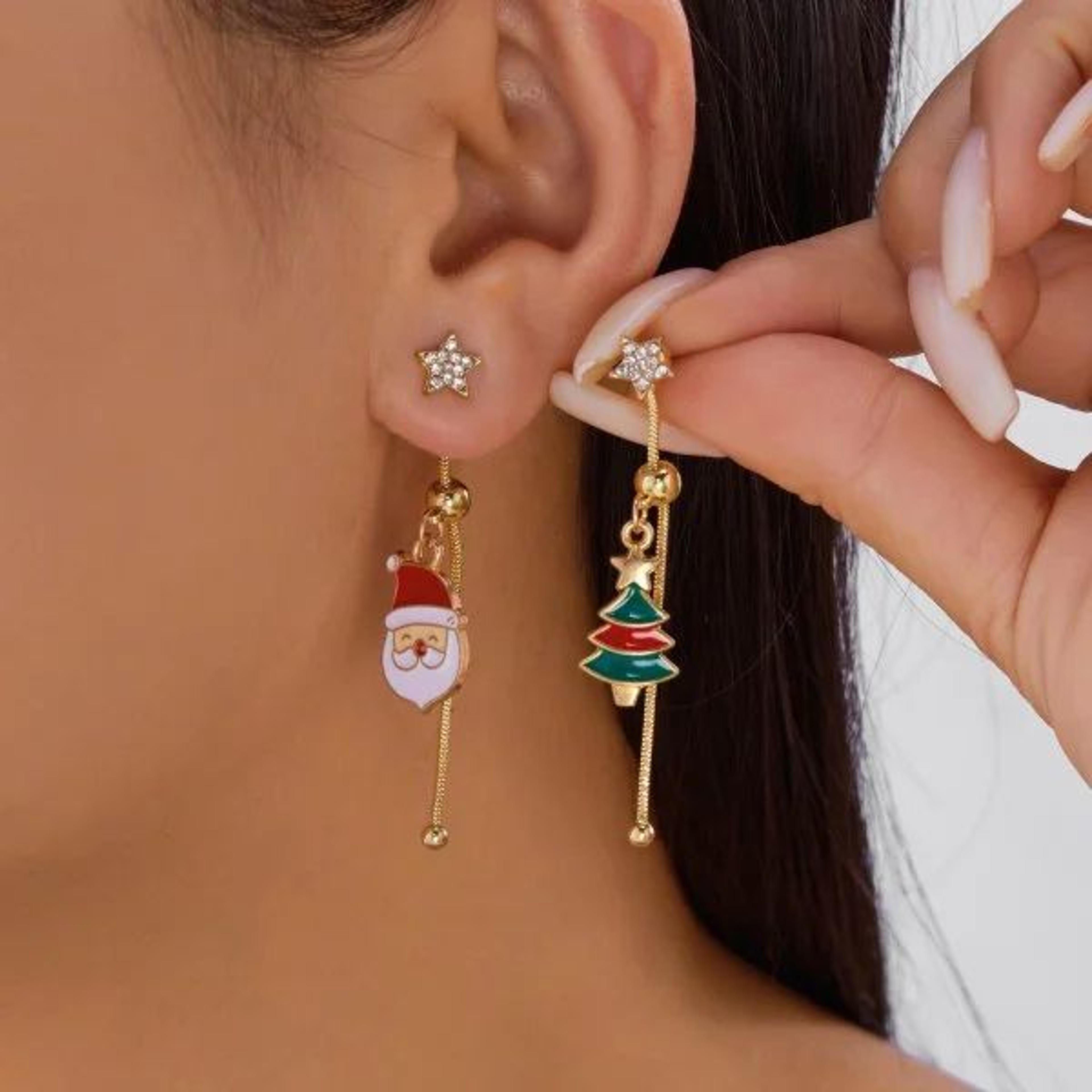 Trendy Christmas Santa Snowman And Snowflake Dangle Earrings 28