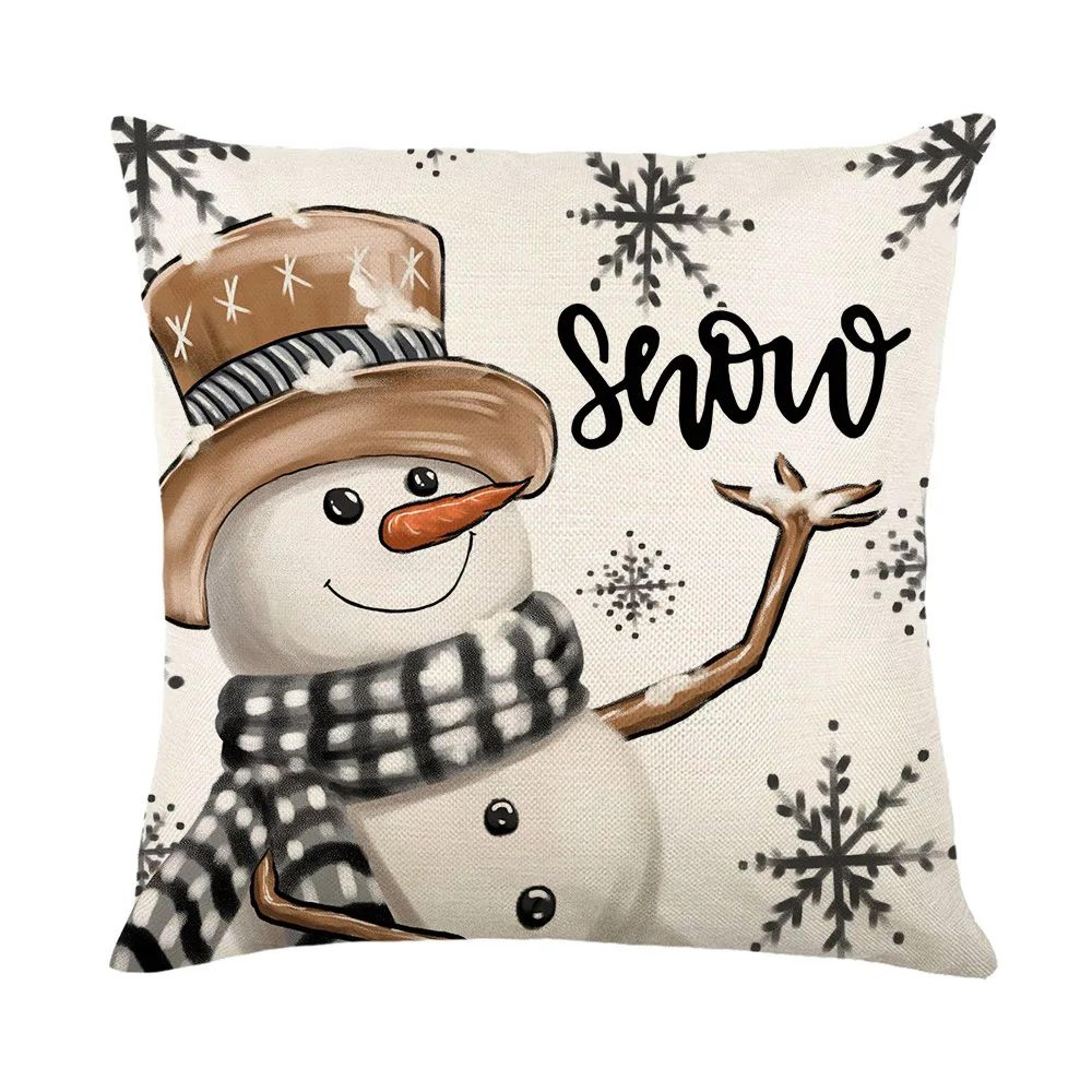 Merry Christmas Linen Pillow Cover With Deer And Tree Design 14