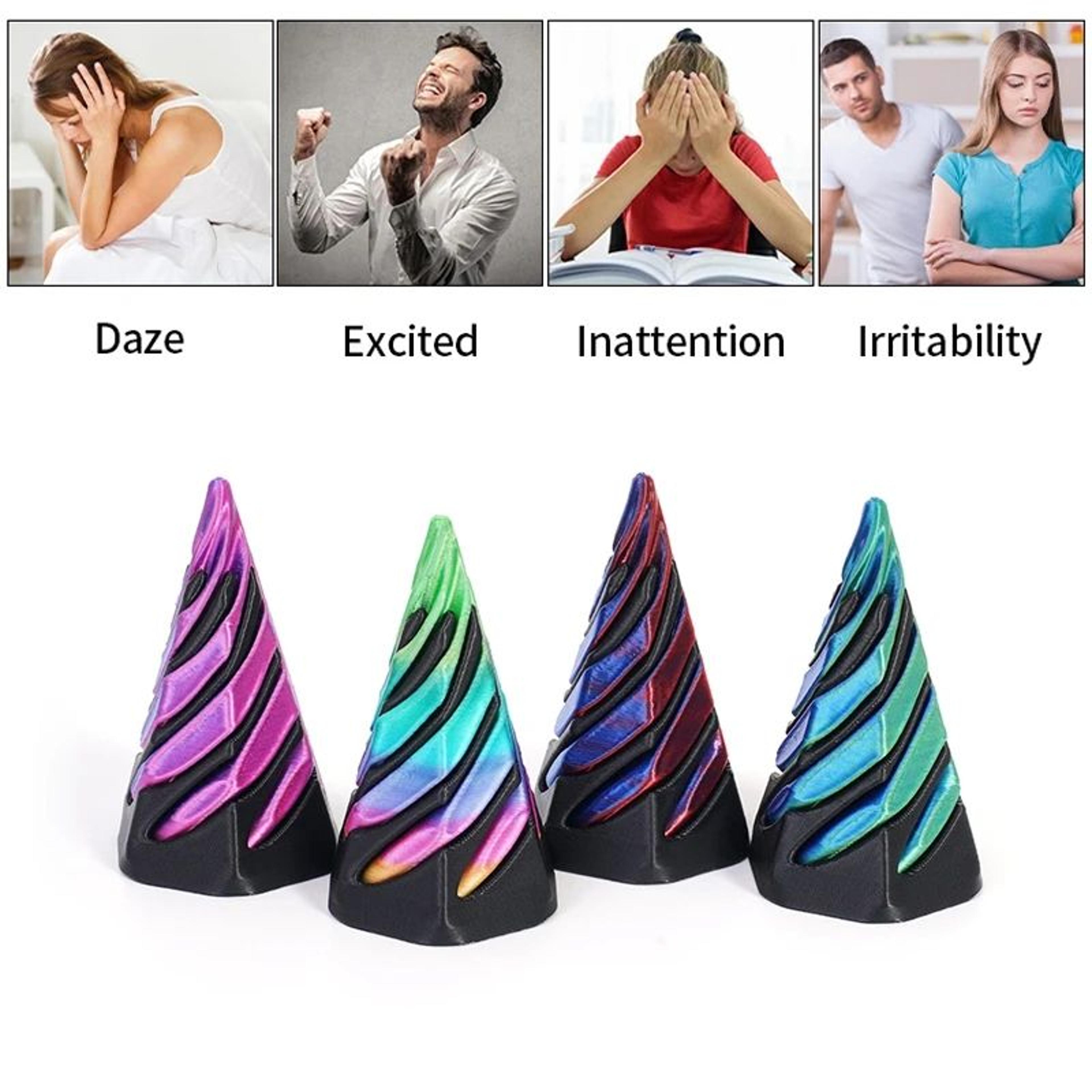 3D Printed Rotating Spiral Cone Fidget Toy Impossible Pyramid Bunny Desk Decor 5