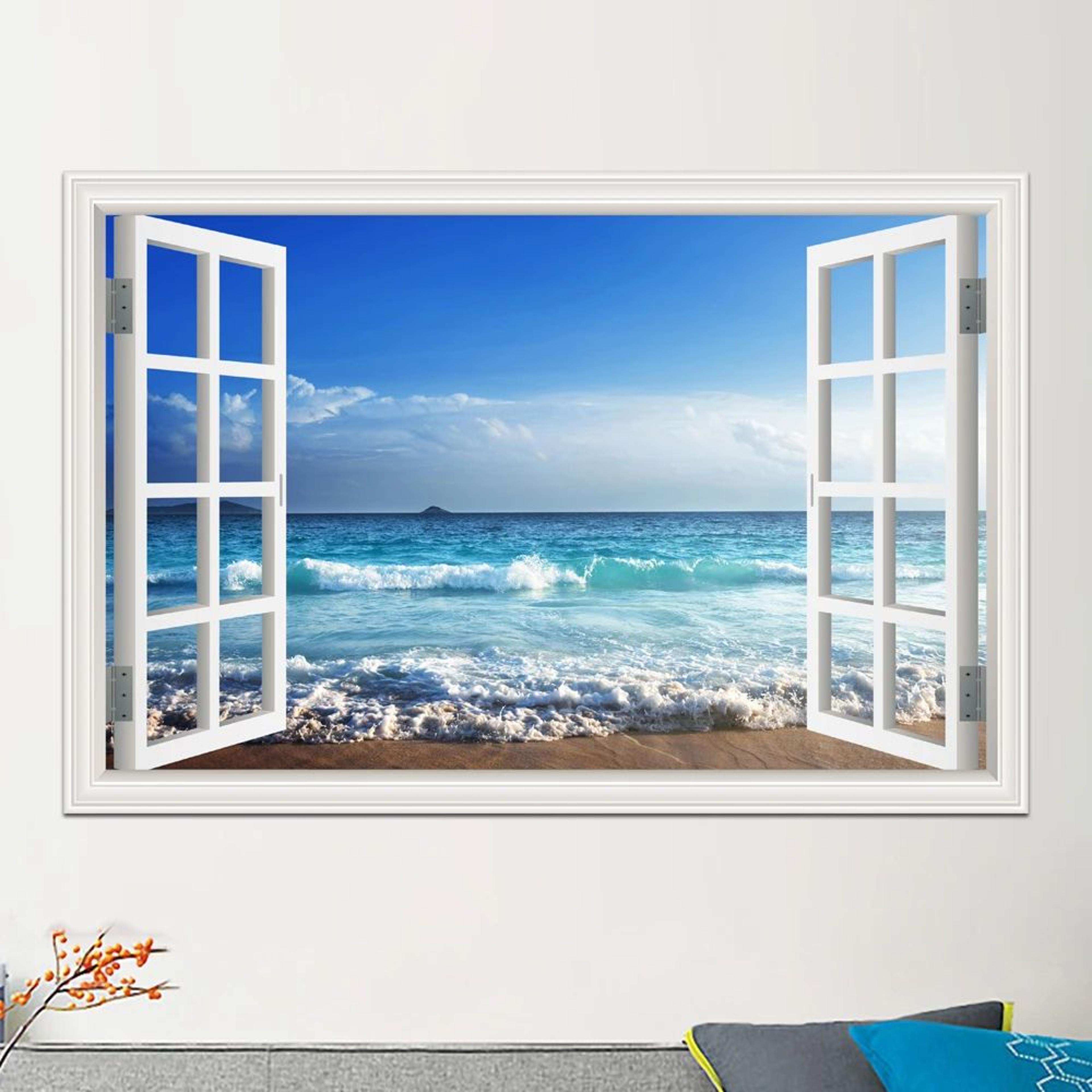 3D Beach Window View Wall Sticker 1