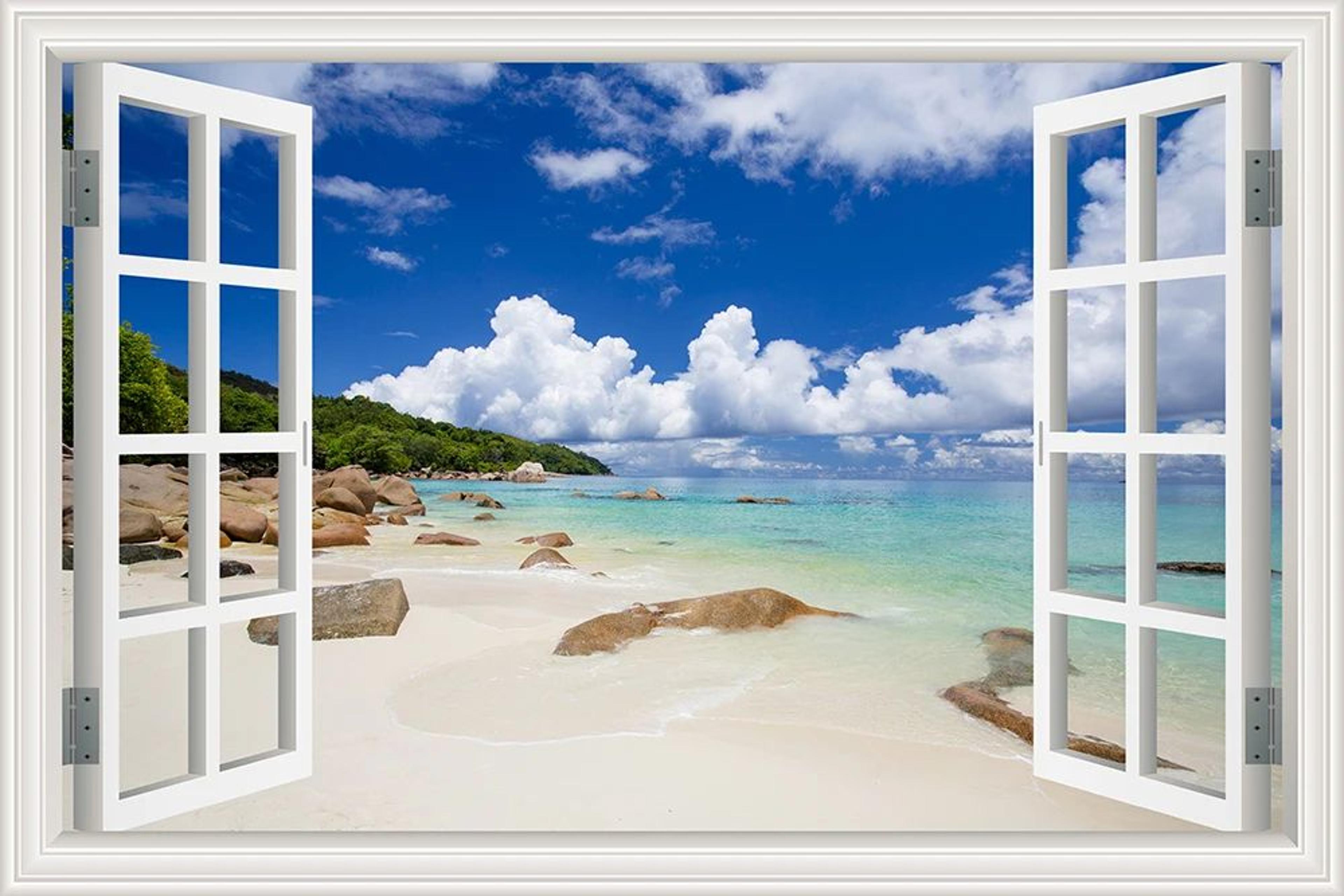 3D Beach Window View Wall Sticker 20