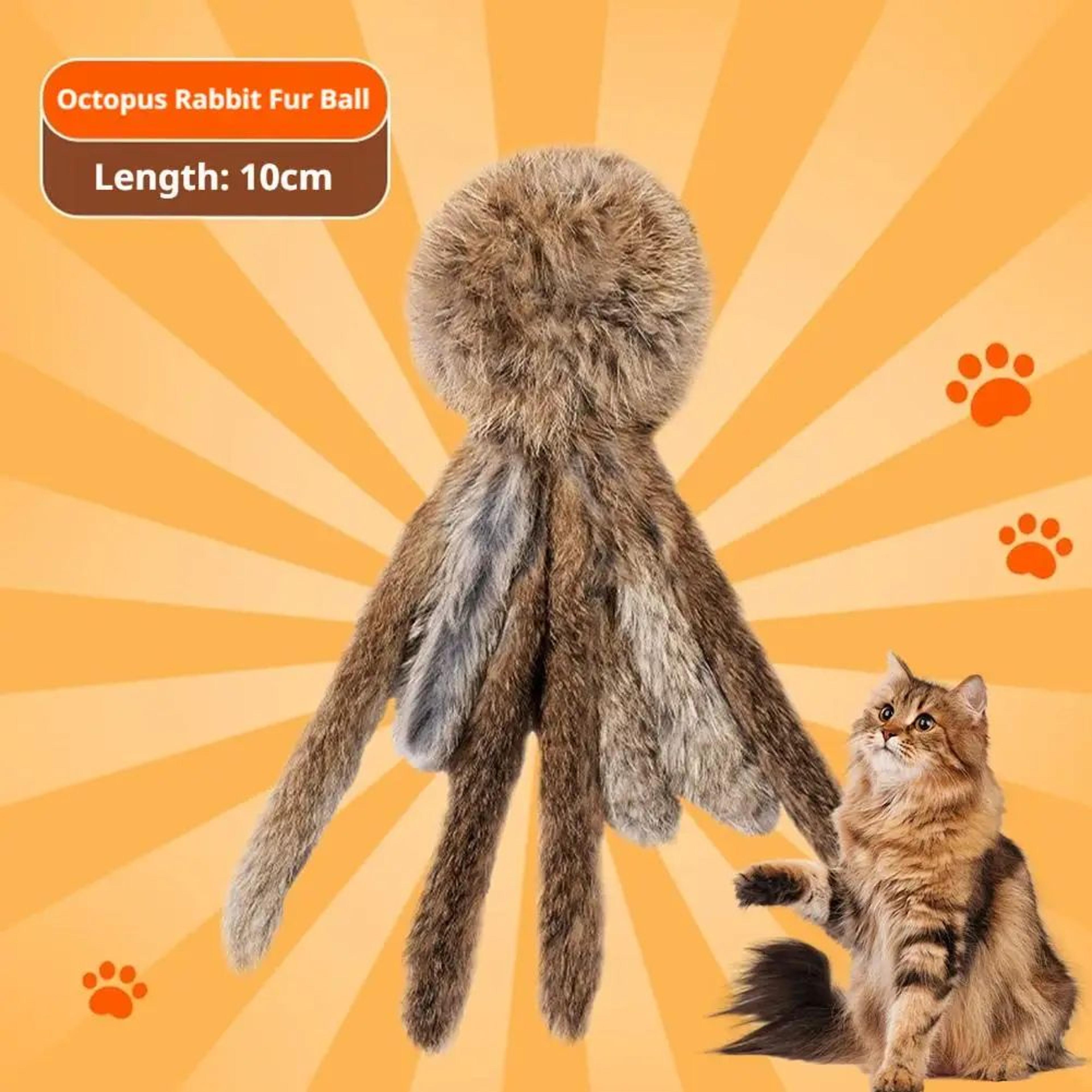 Faux Rabbit Fur Plush Cat Kicker Toy 7