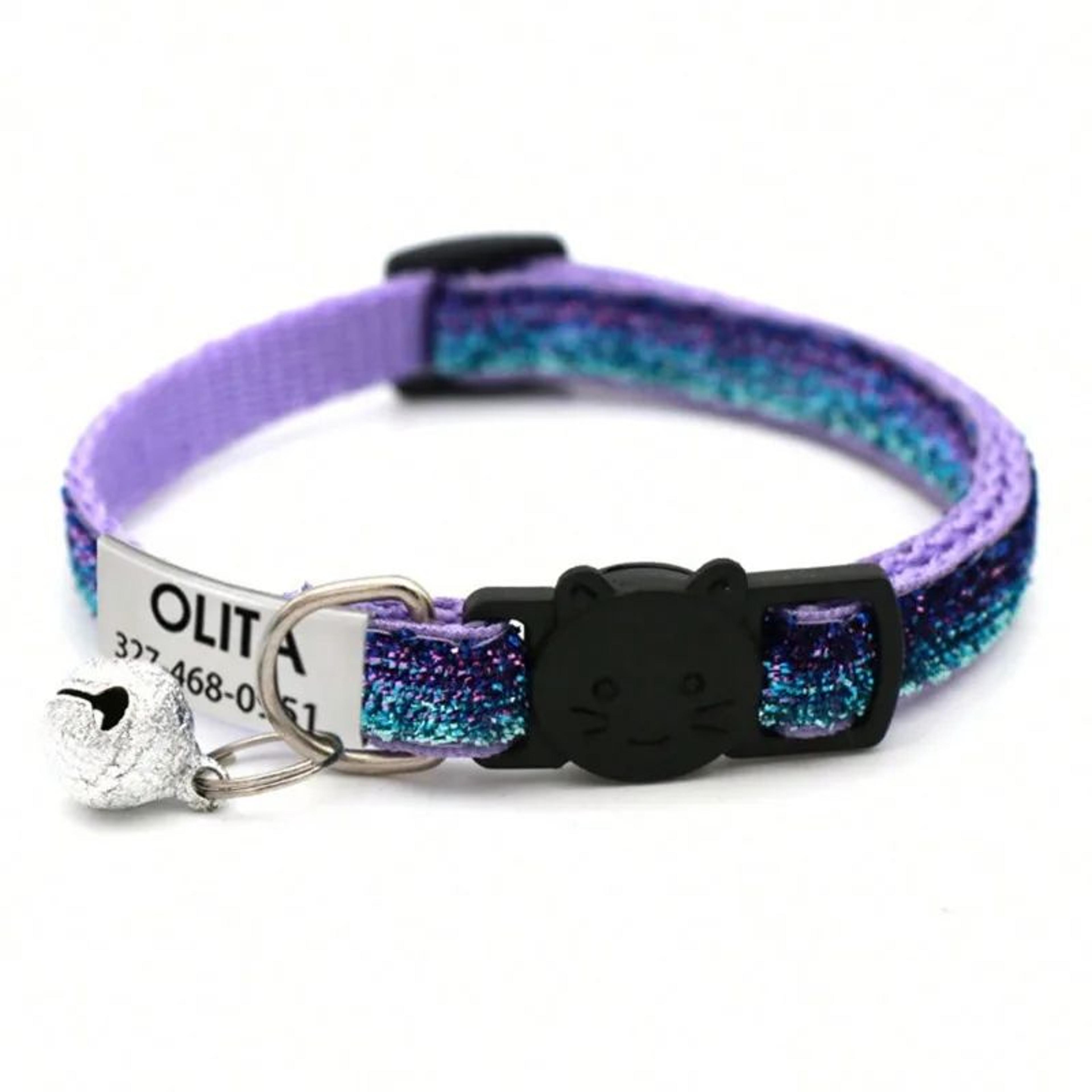 Customized Glitter Cat Collar With Bell 9