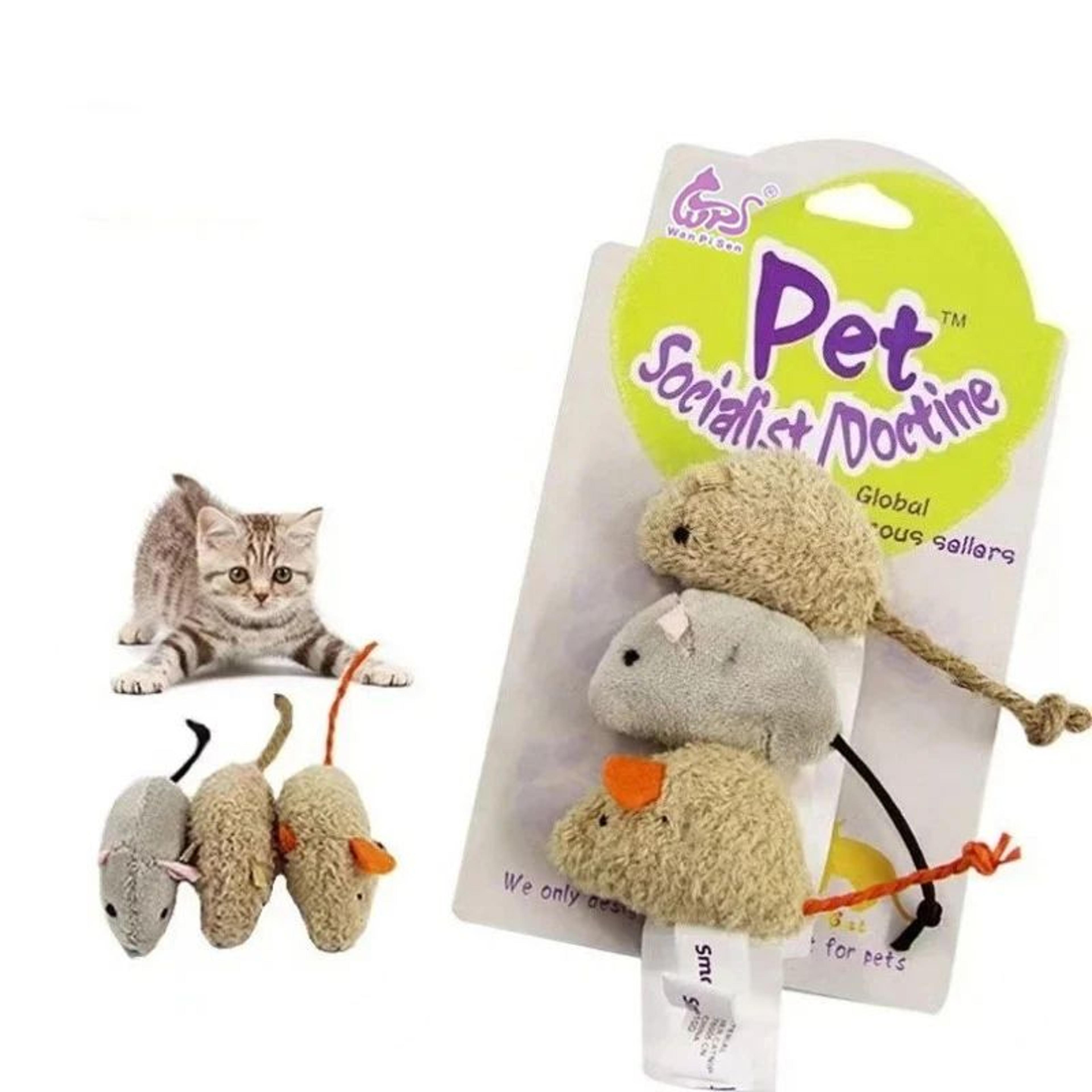 3PCS Plush Simulation Mouse Cat Toys 1