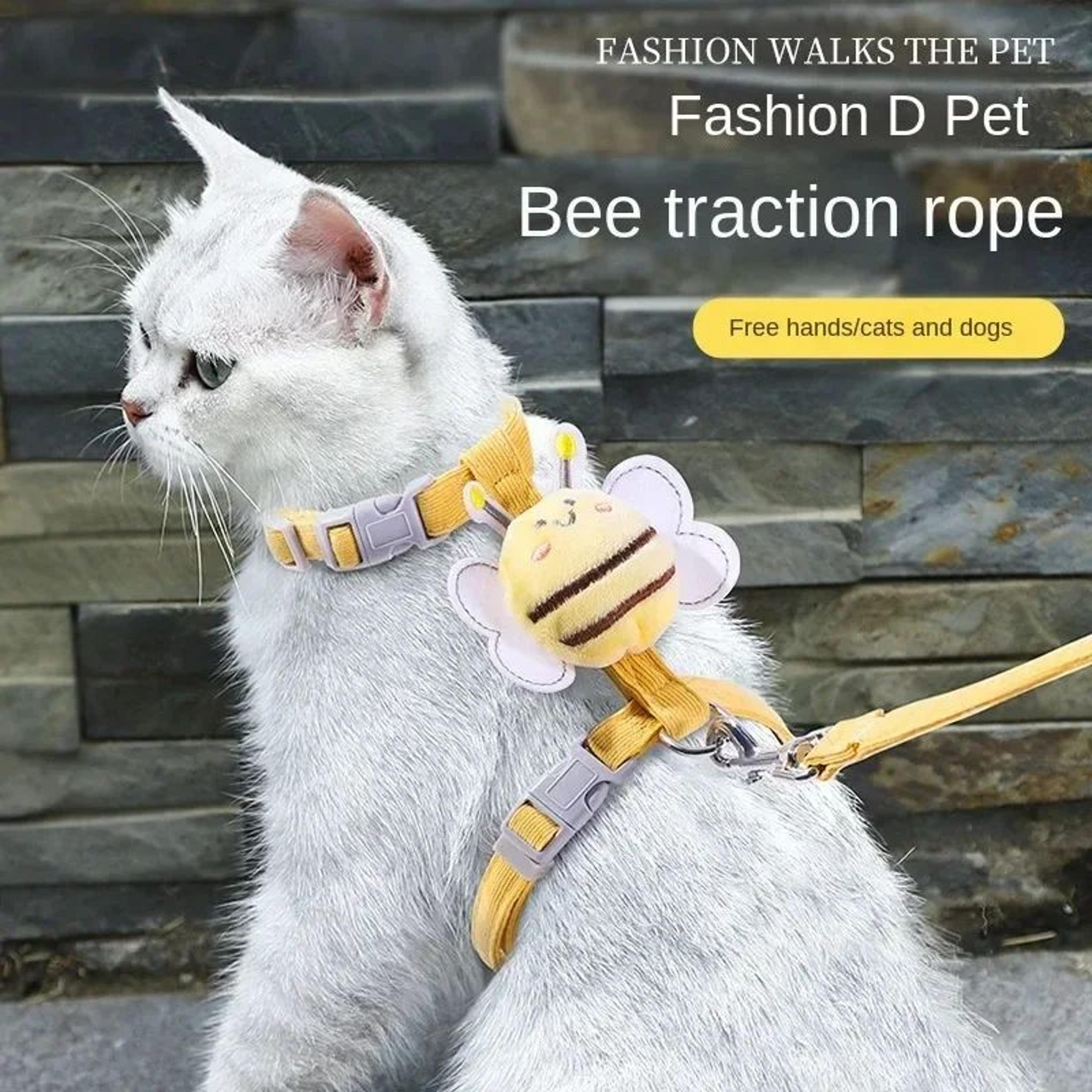 adjustable cartoon bee pet harness leash set