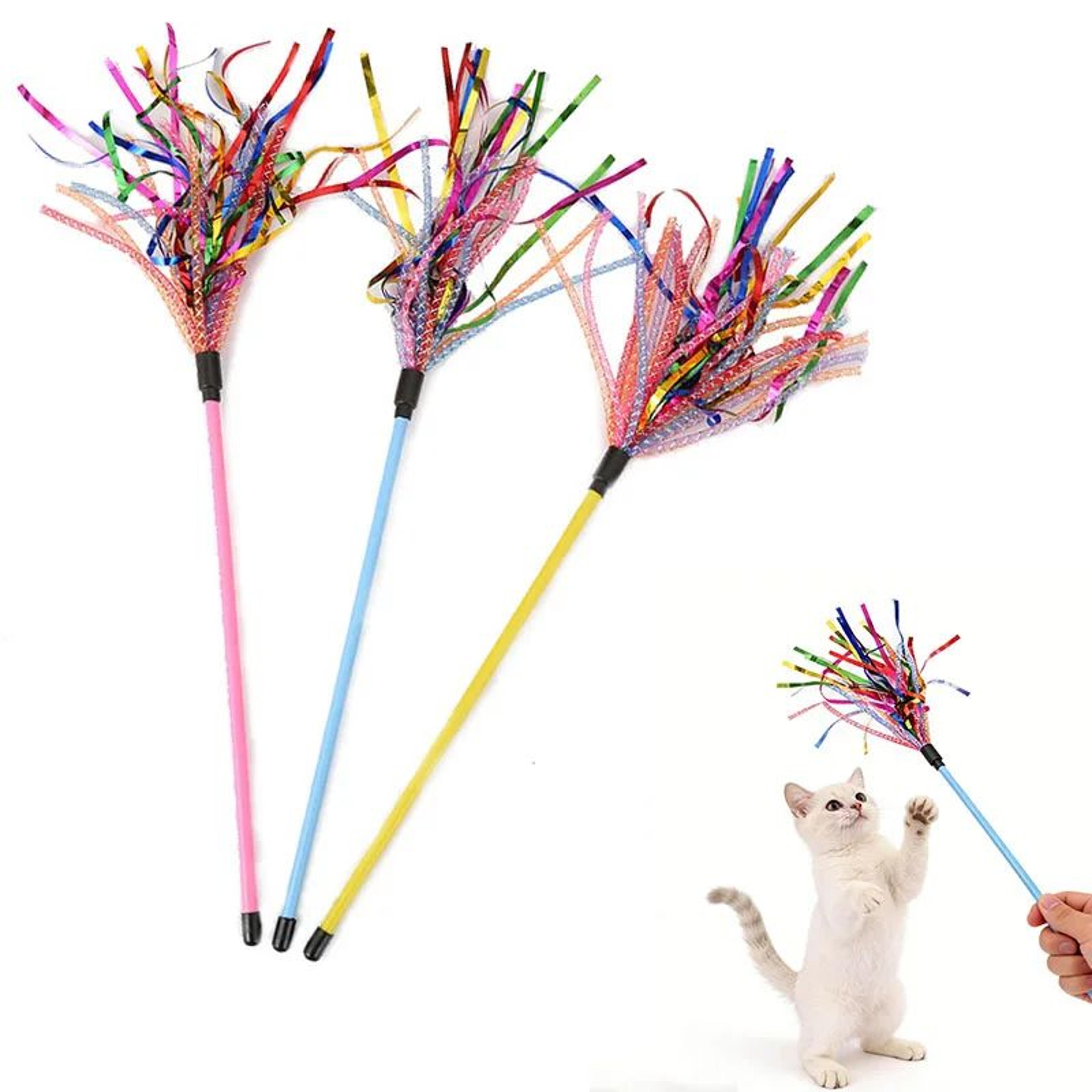 colorful soft tube cat teaser wand toy