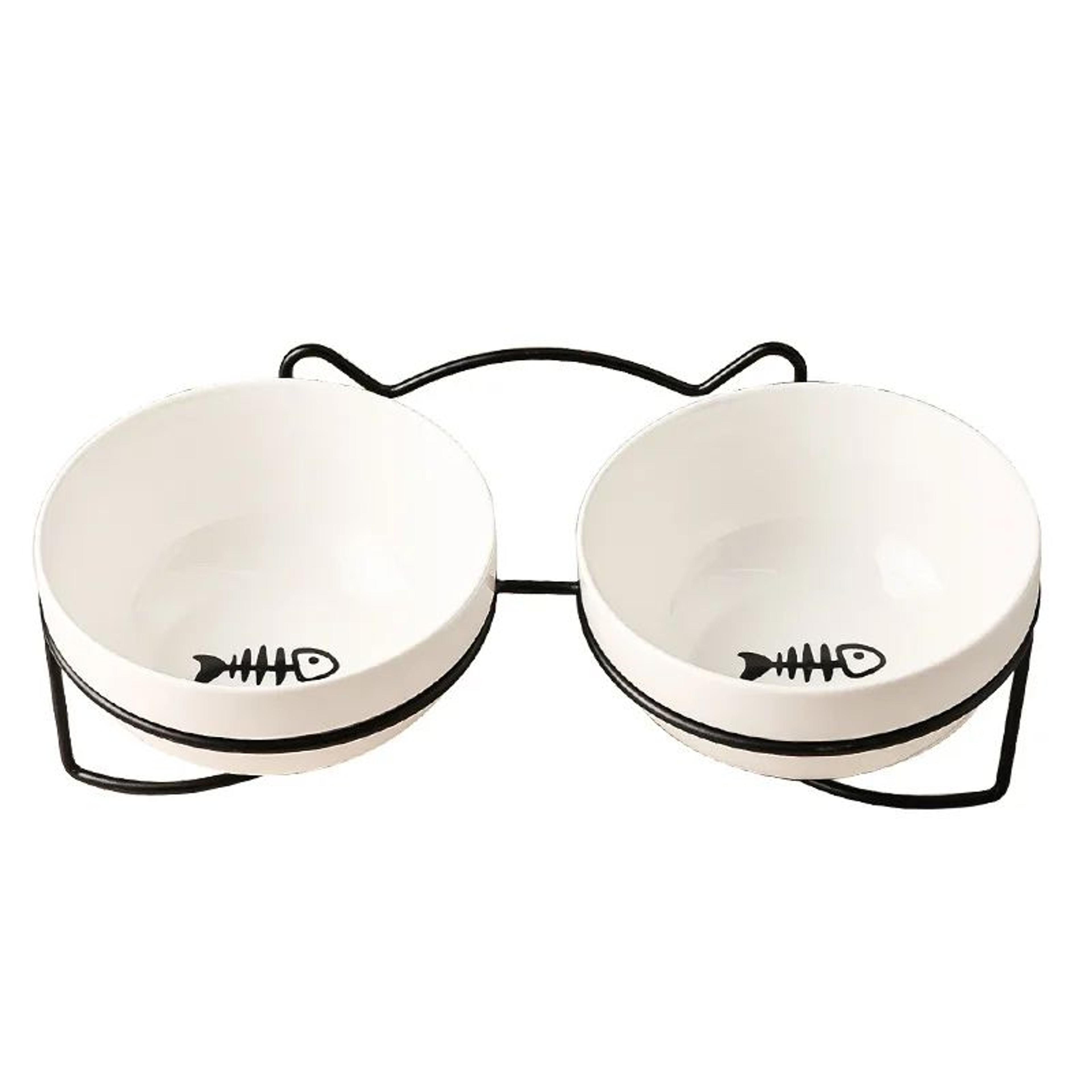 Ceramic Double Elevated Cat And Dog Bowl 13