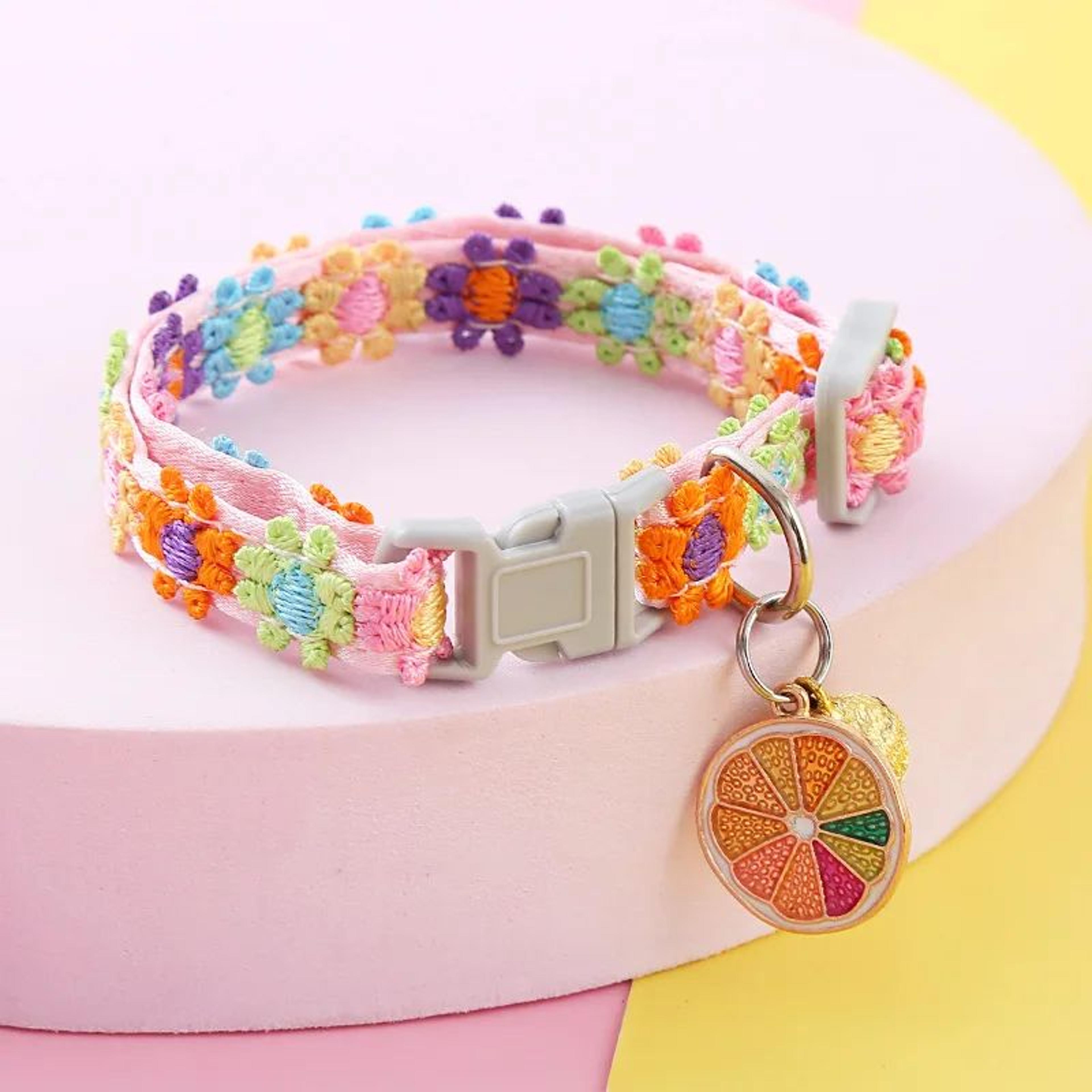 Colorful Paw Print Pet Collar With Bell 1