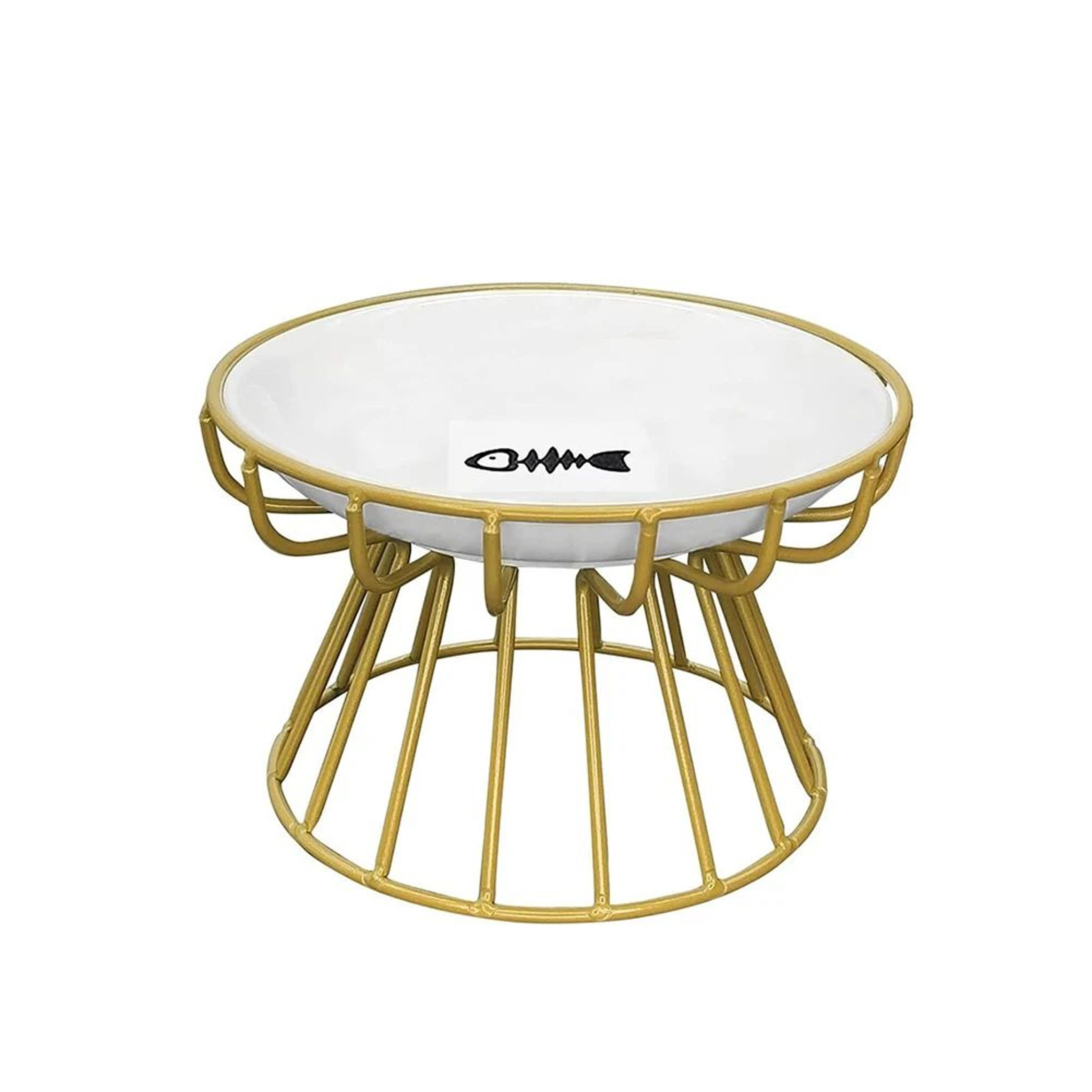 Elevated Ceramic Cat Bowl With Iron Stand 7