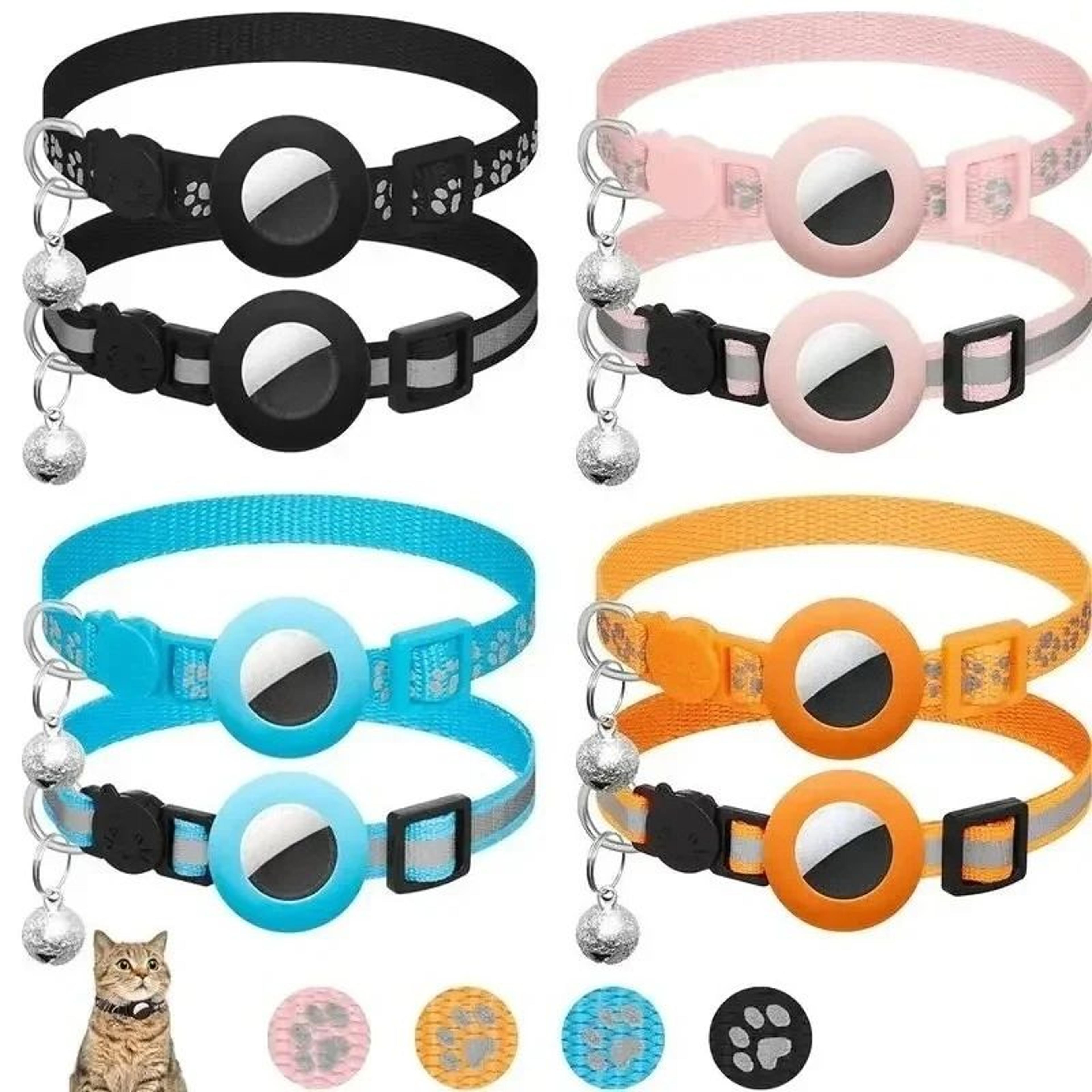 reflective airtag compatible cat collar with safety buckle