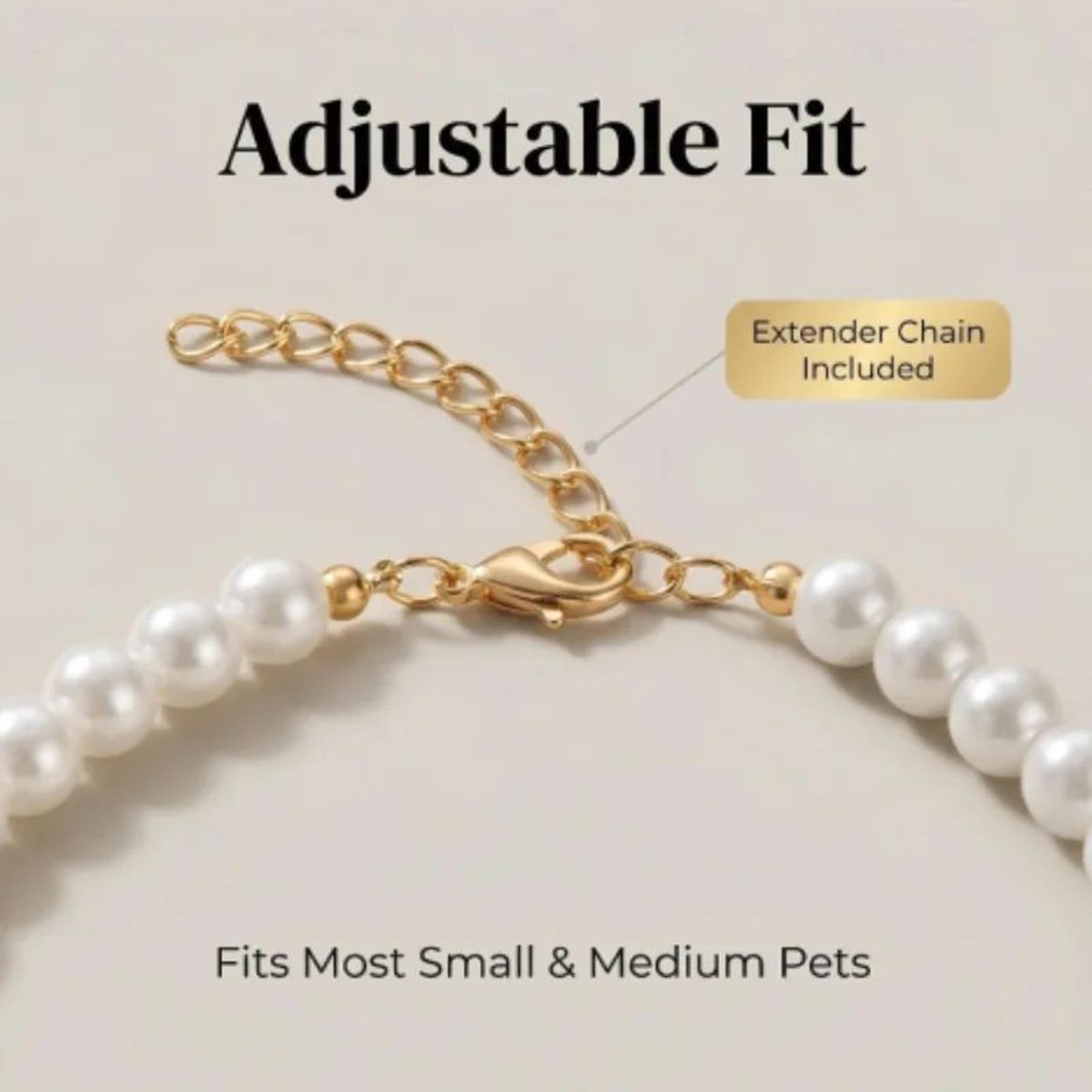 Pearl Style Adjustable Cat Collar With Bell Necklace 5