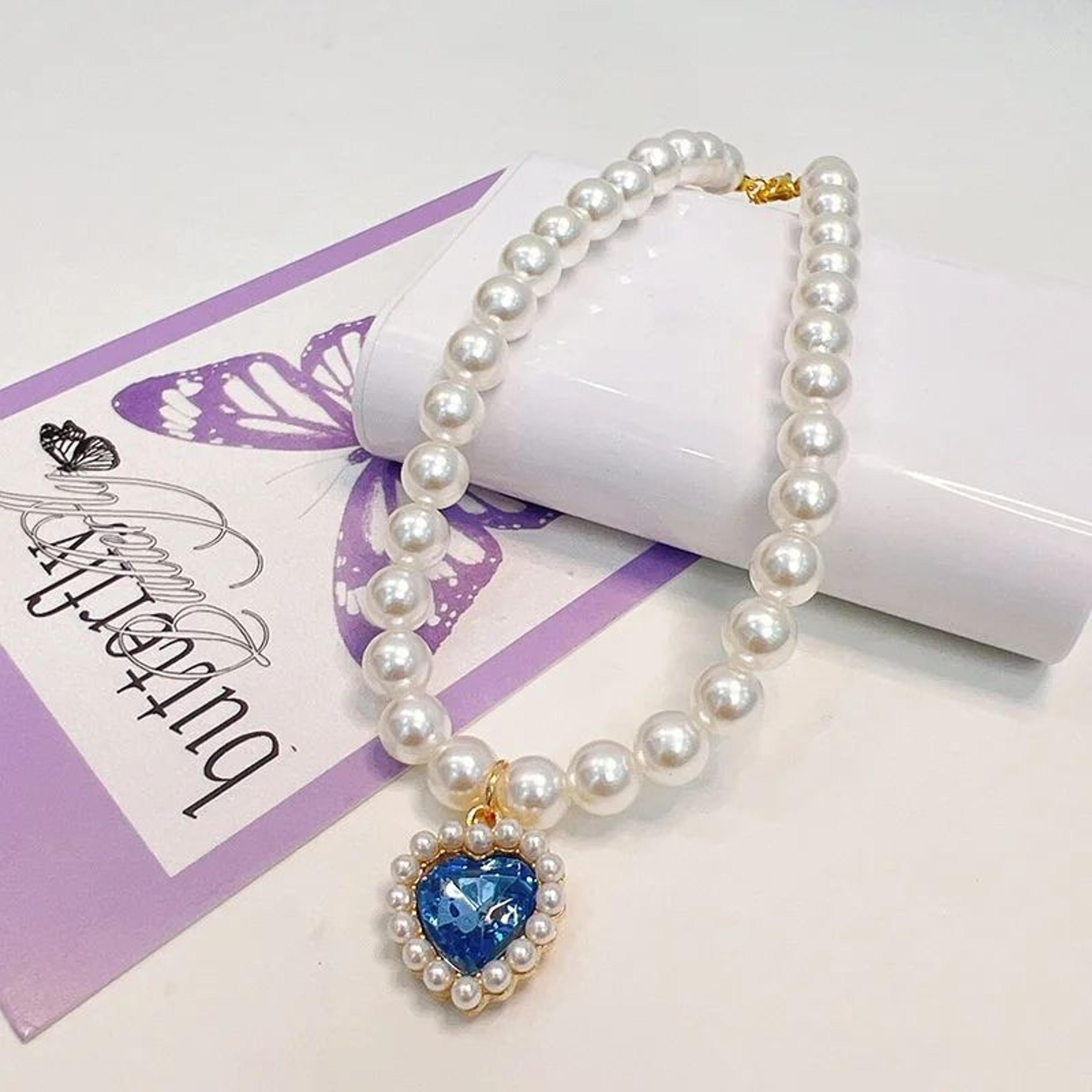 Pearl Style Adjustable Cat Collar With Bell Necklace 17