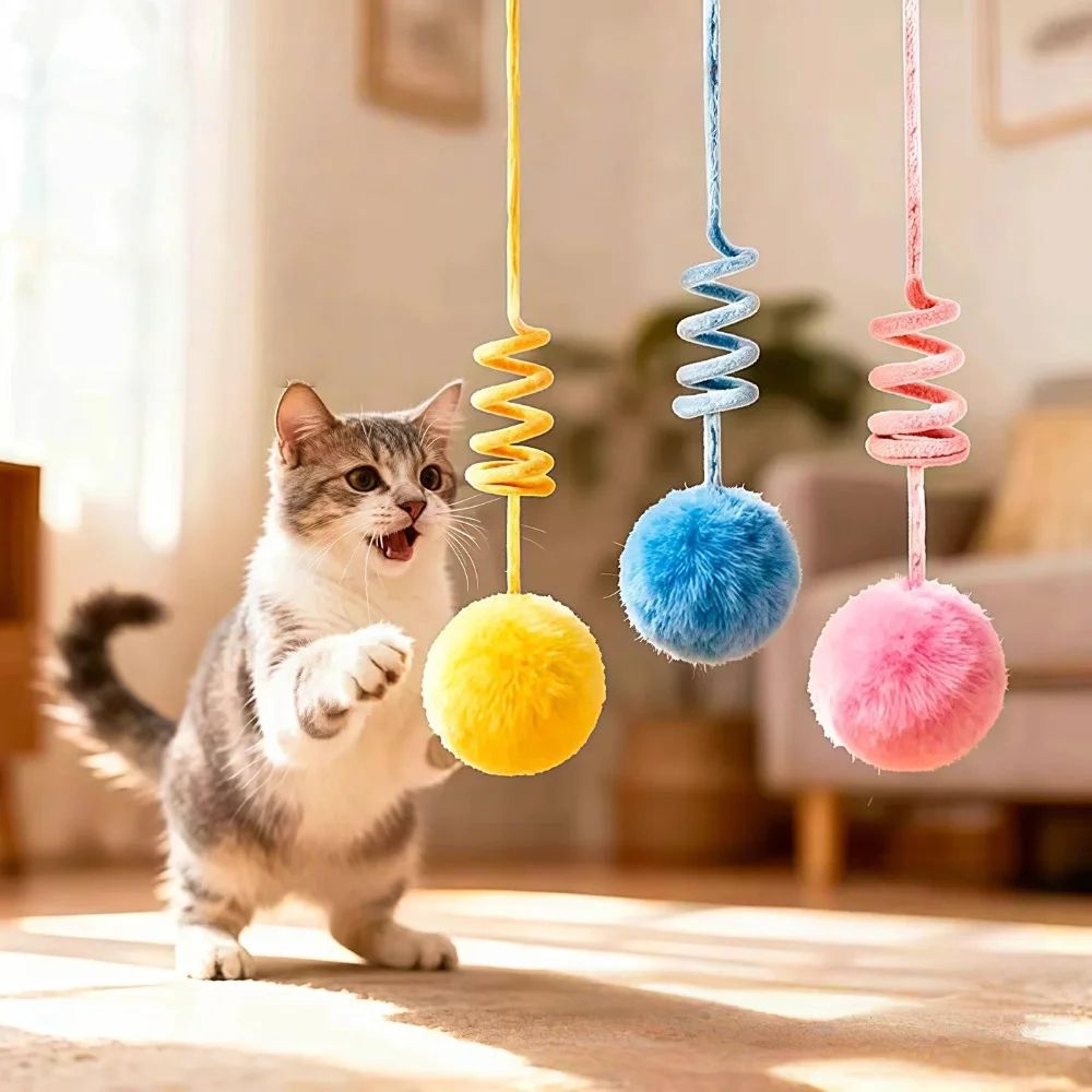Suction Cup Spring Bunny Ball Cat Toy 0
