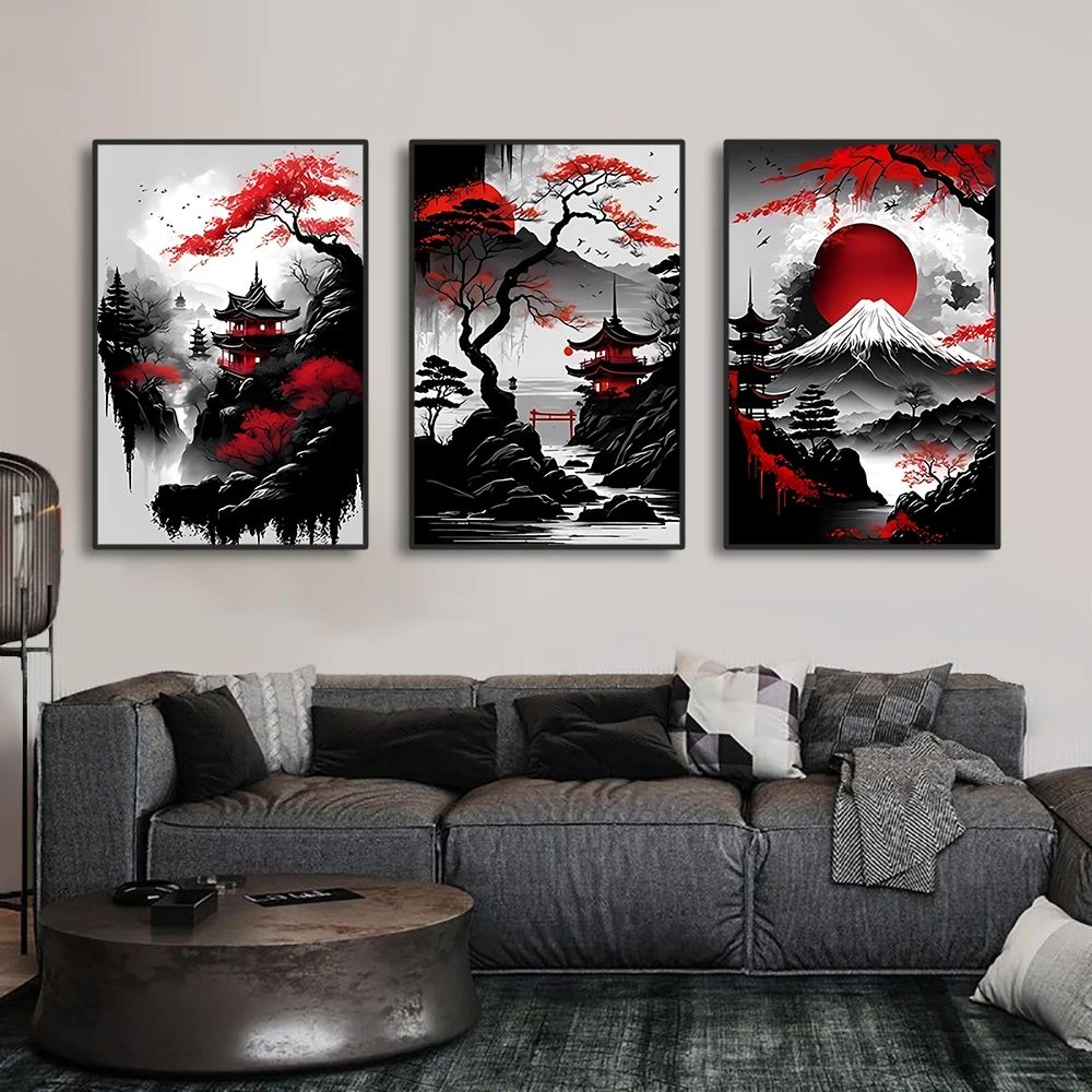 Vintage Japanese Landscape Canvas Wall Art Set 2