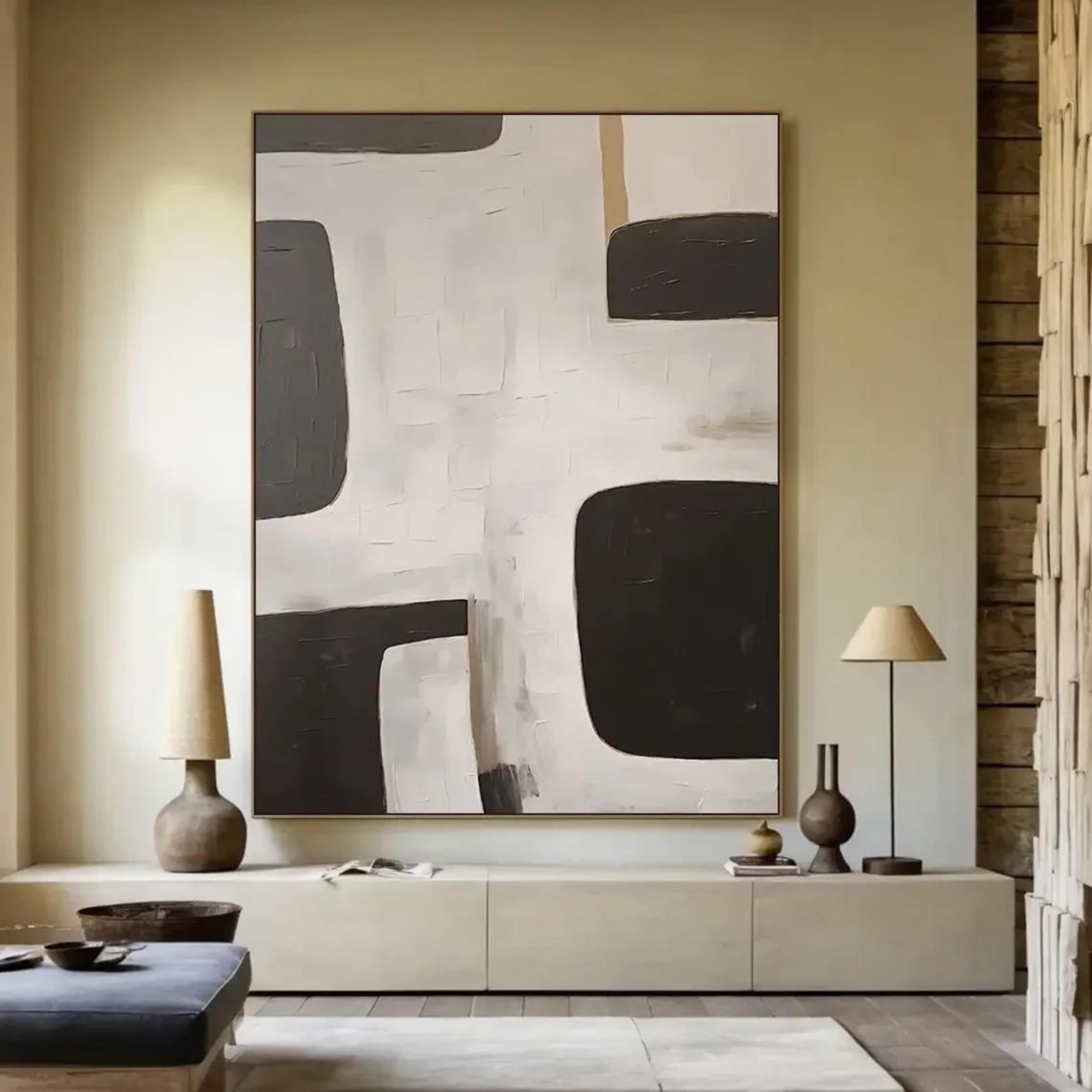 Large Beige Abstract Textured Canvas Wall Art 7