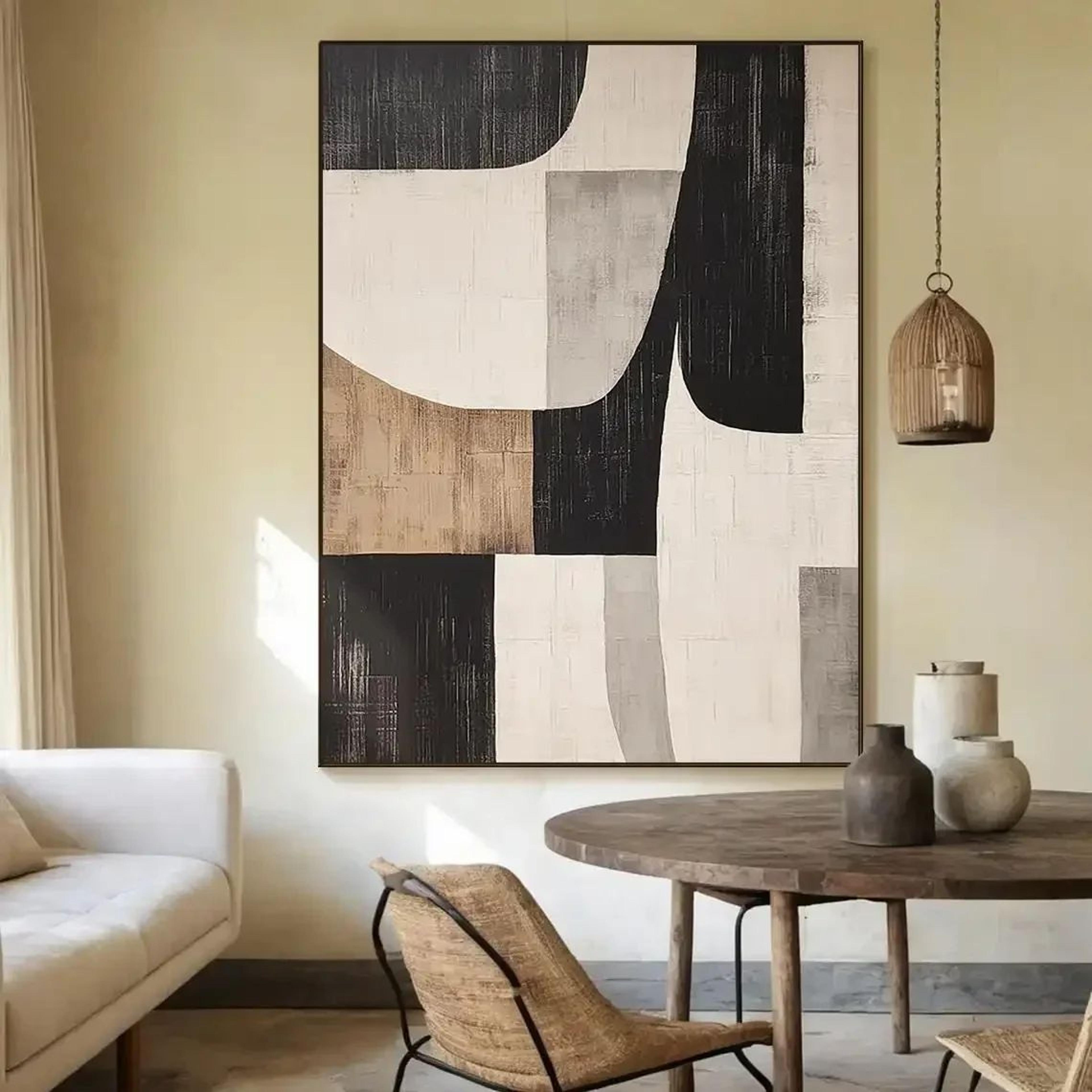 Large Beige Abstract Textured Canvas Wall Art 10